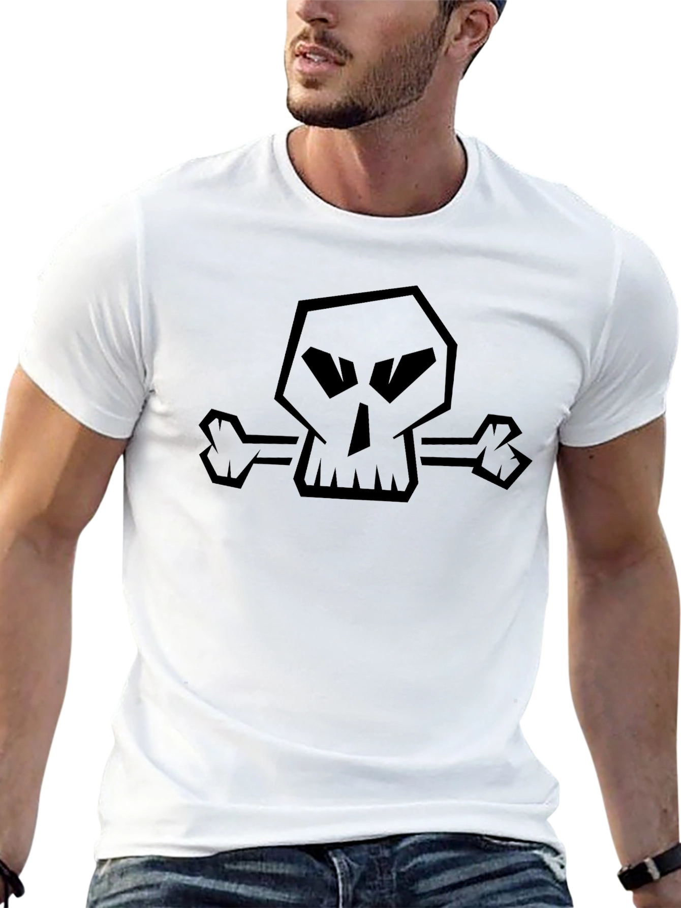 Edgy Skull & Crossbones Graphic Black T-Shirt