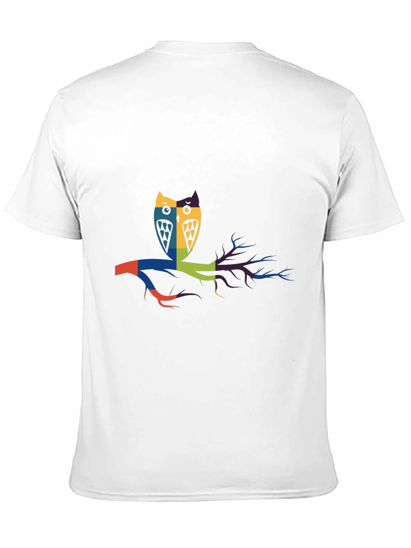 Abstract Owl Graphic Print Black T-Shirt