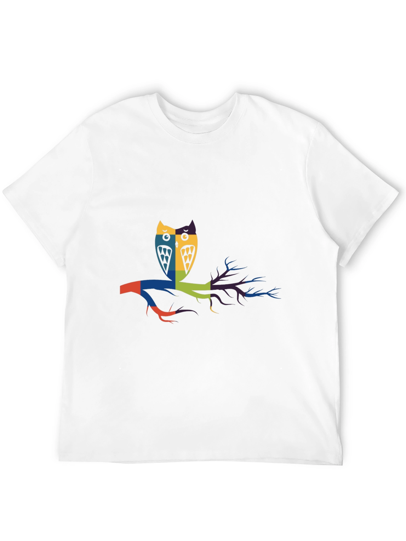 Abstract Owl Graphic Print Black T-Shirt