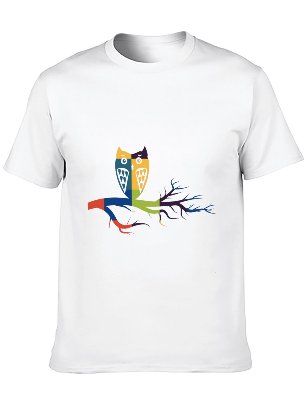 Abstract Owl Graphic Print Black T-Shirt
