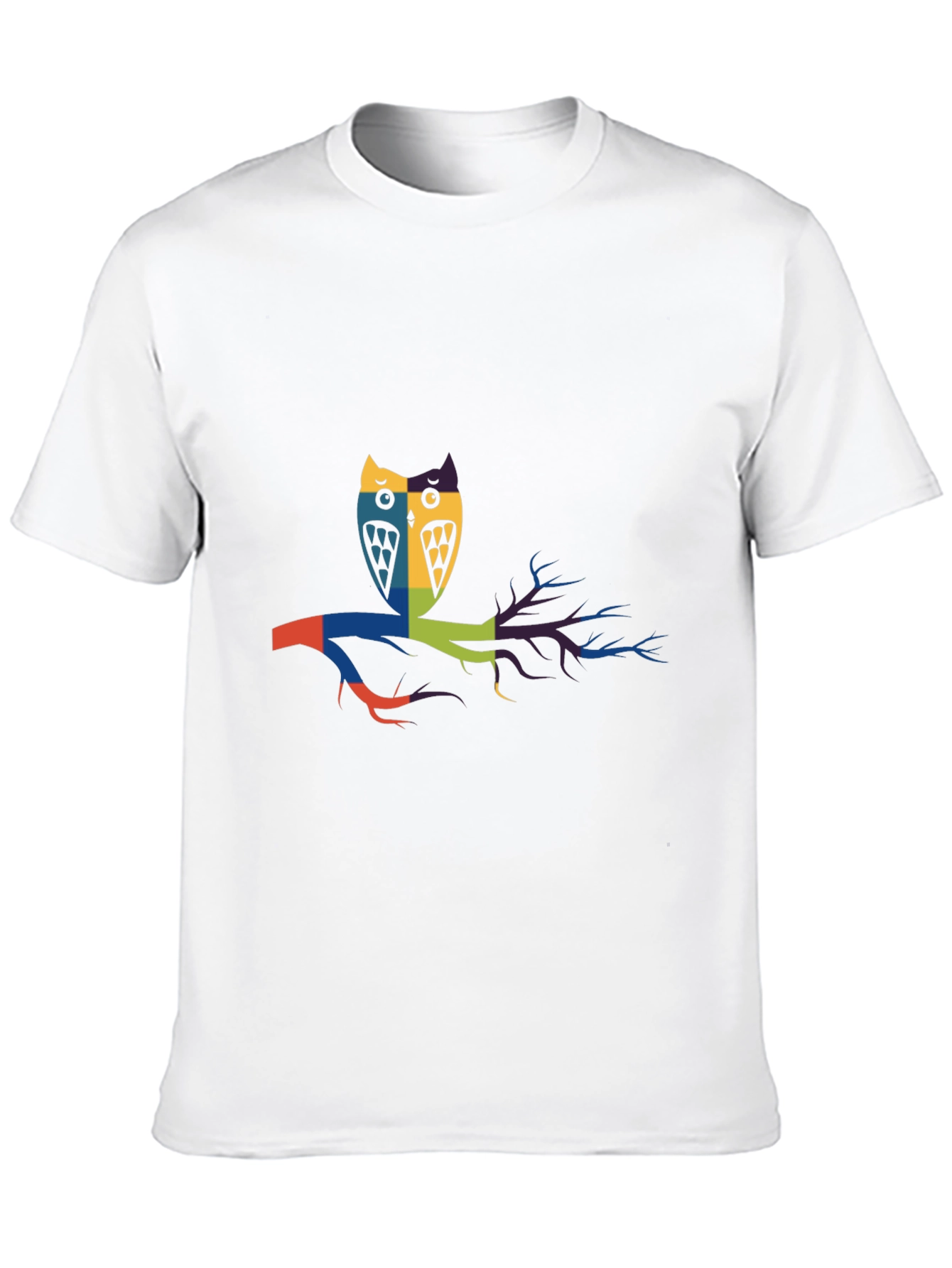 Abstract Owl Graphic Print Black T-Shirt