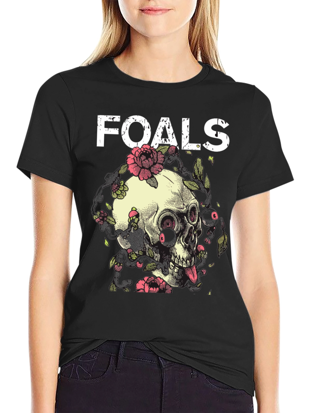 Foals Band Skull & Flowers Graphic T-Shirt