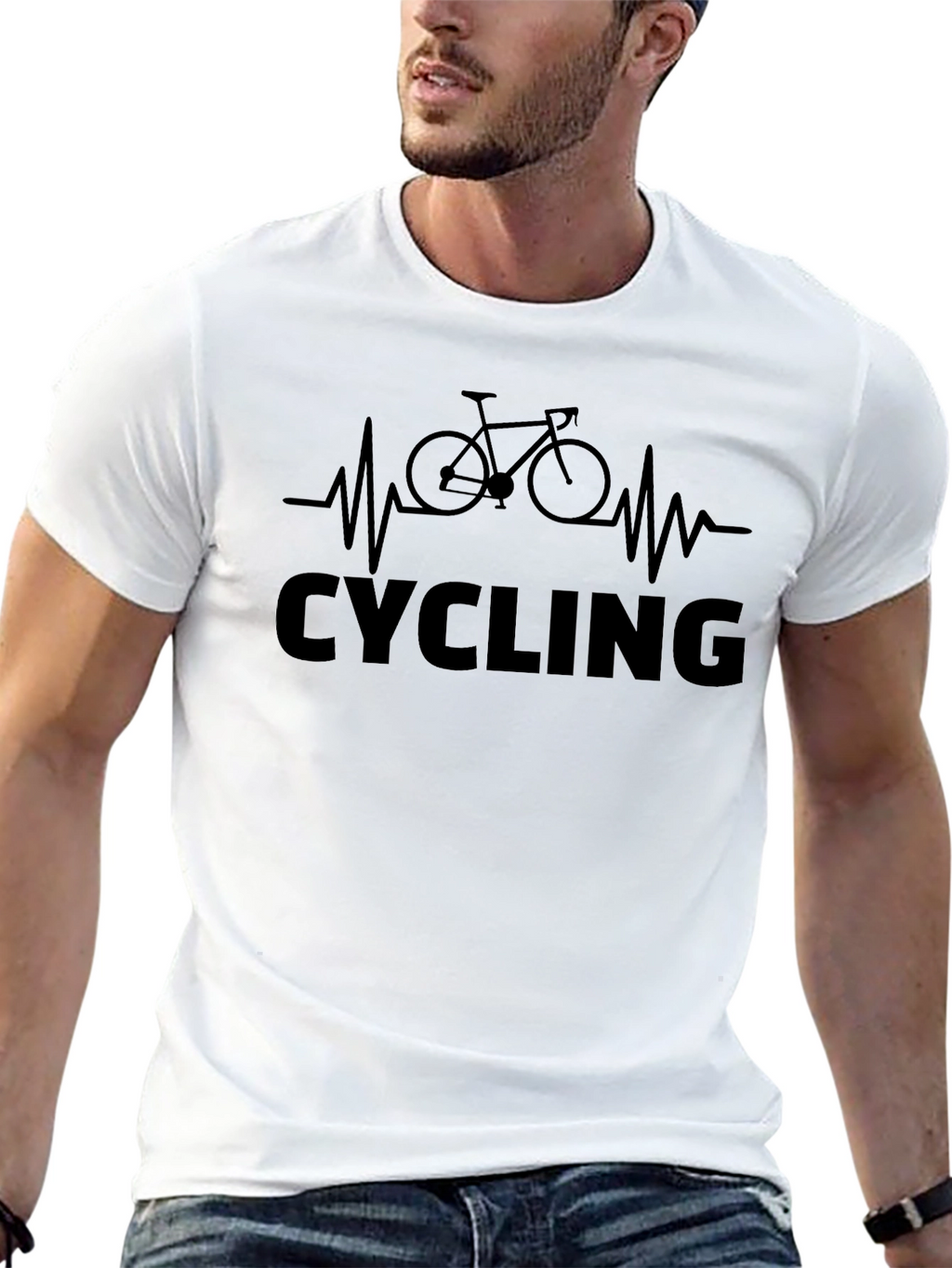 Cycling Heartbeat Graphic Tee - Black