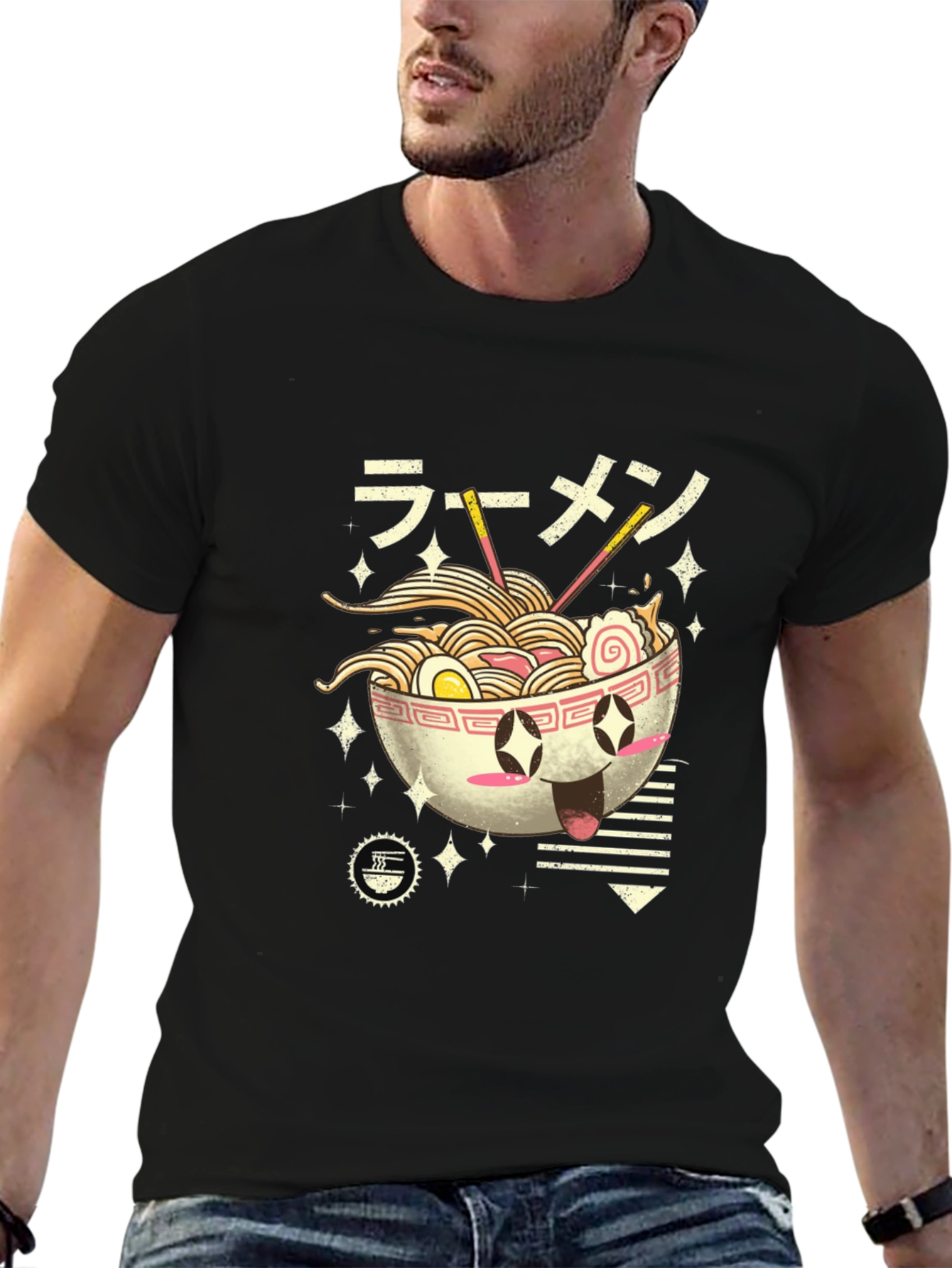 Ramen Lover Black T-Shirt - Kawaii Noodle Bowl Design