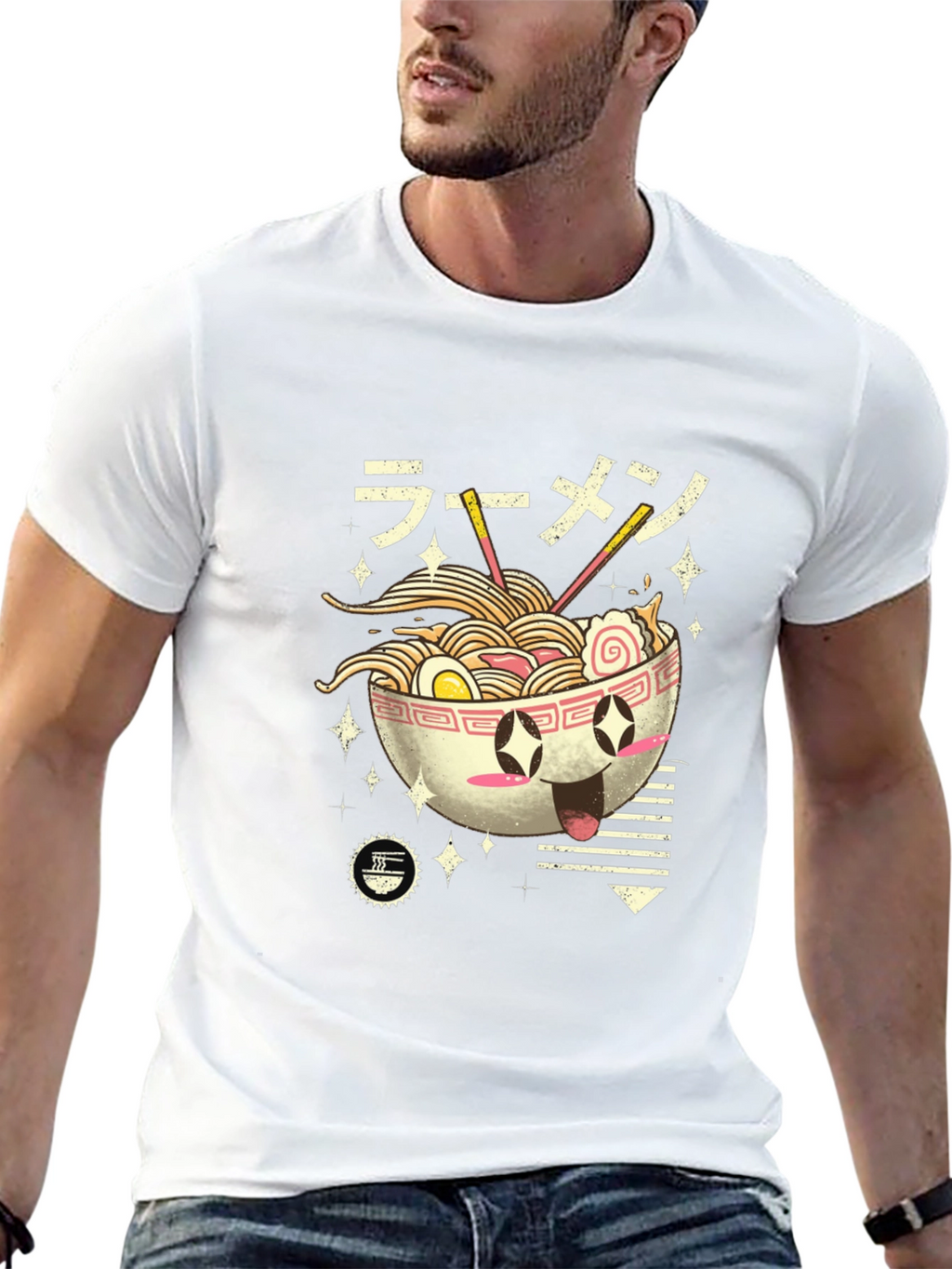 Ramen Lover Black T-Shirt - Kawaii Noodle Bowl Design