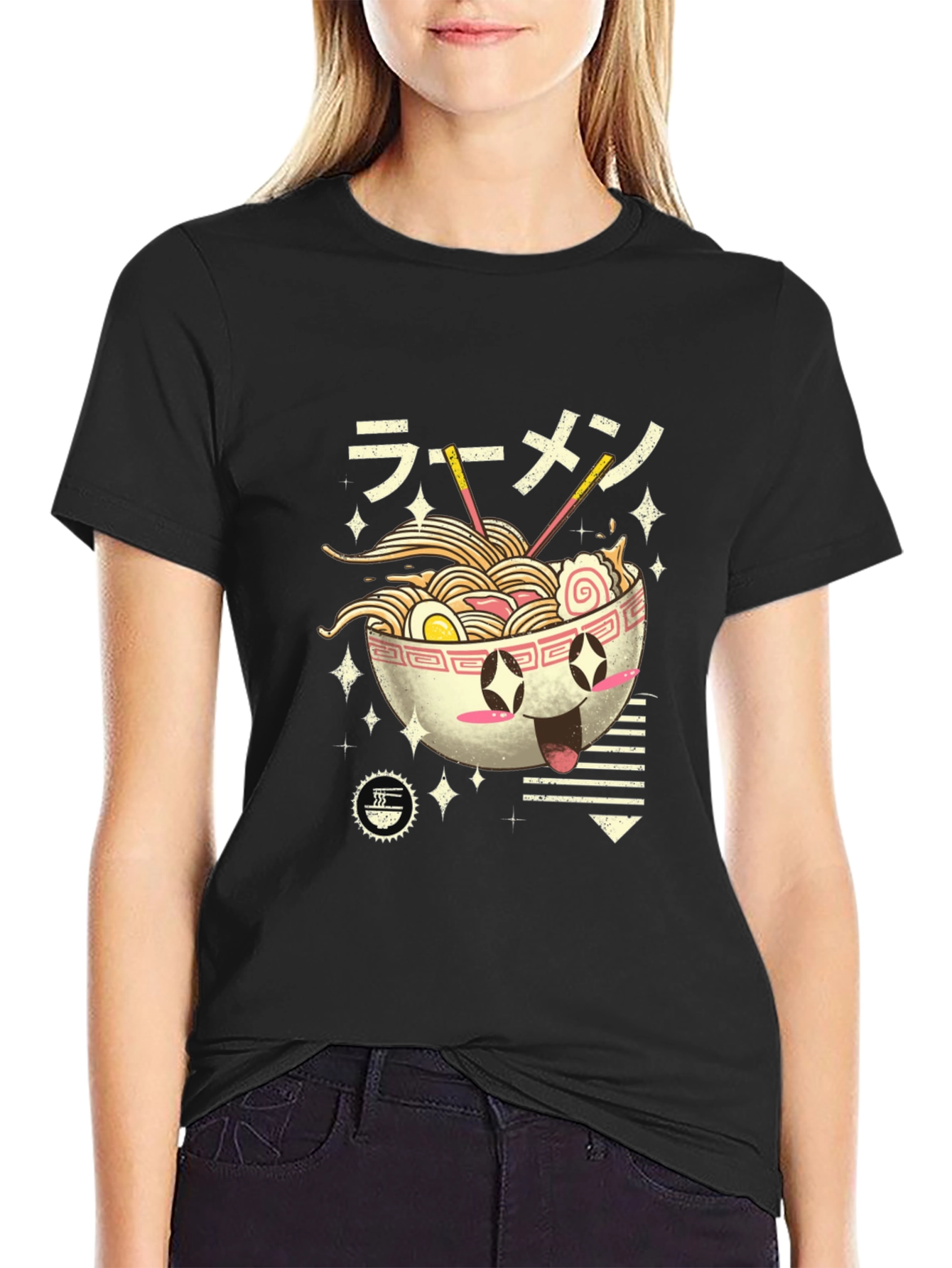 Ramen Lover Black T-Shirt - Kawaii Noodle Bowl Design
