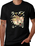 Ramen Lover Black T-Shirt - Kawaii Noodle Bowl Design