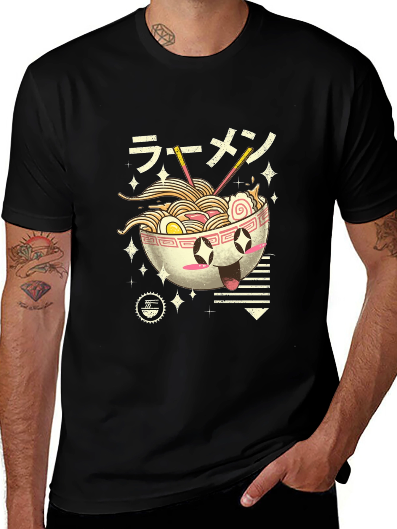Ramen Lover Black T-Shirt - Kawaii Noodle Bowl Design