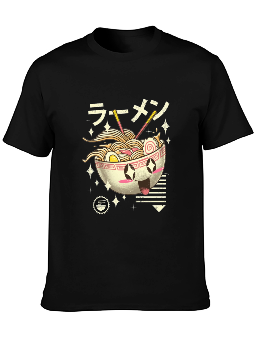 Ramen Lover Black T-Shirt - Kawaii Noodle Bowl Design