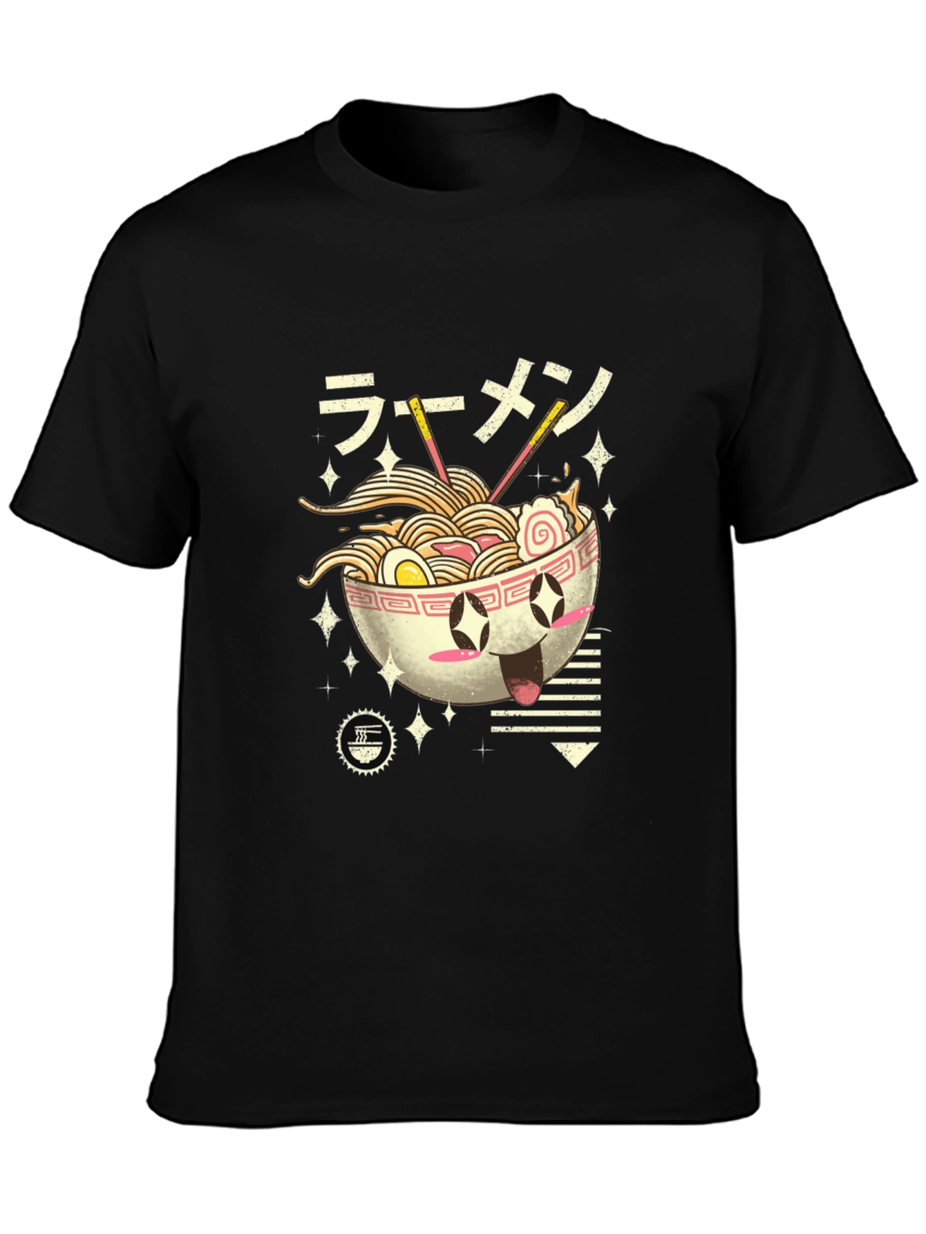 Ramen Lover Black T-Shirt - Kawaii Noodle Bowl Design