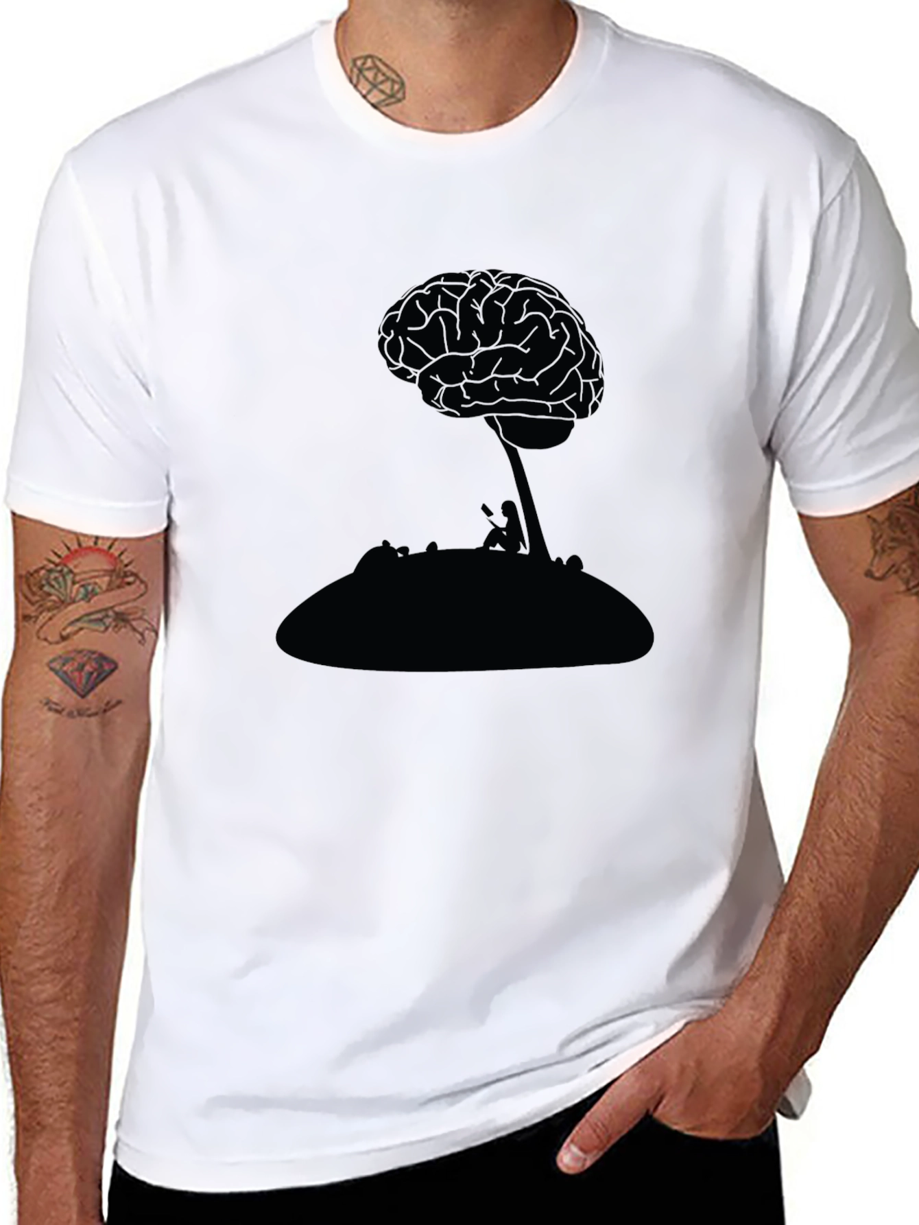 Brain Tree Graphic Tee - Unique Silhouette Design