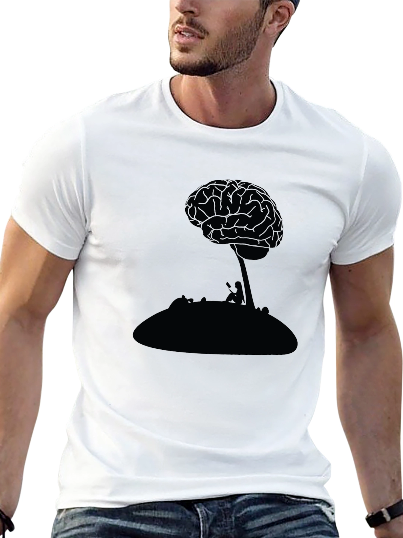 Brain Tree Graphic Tee - Unique Silhouette Design