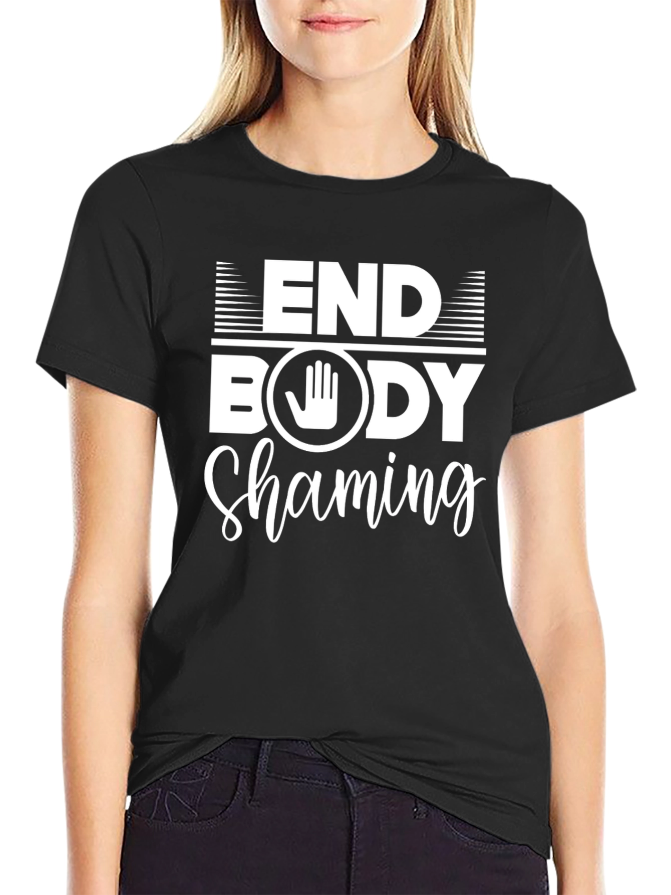 End Body Shaming Black Graphic T-Shirt