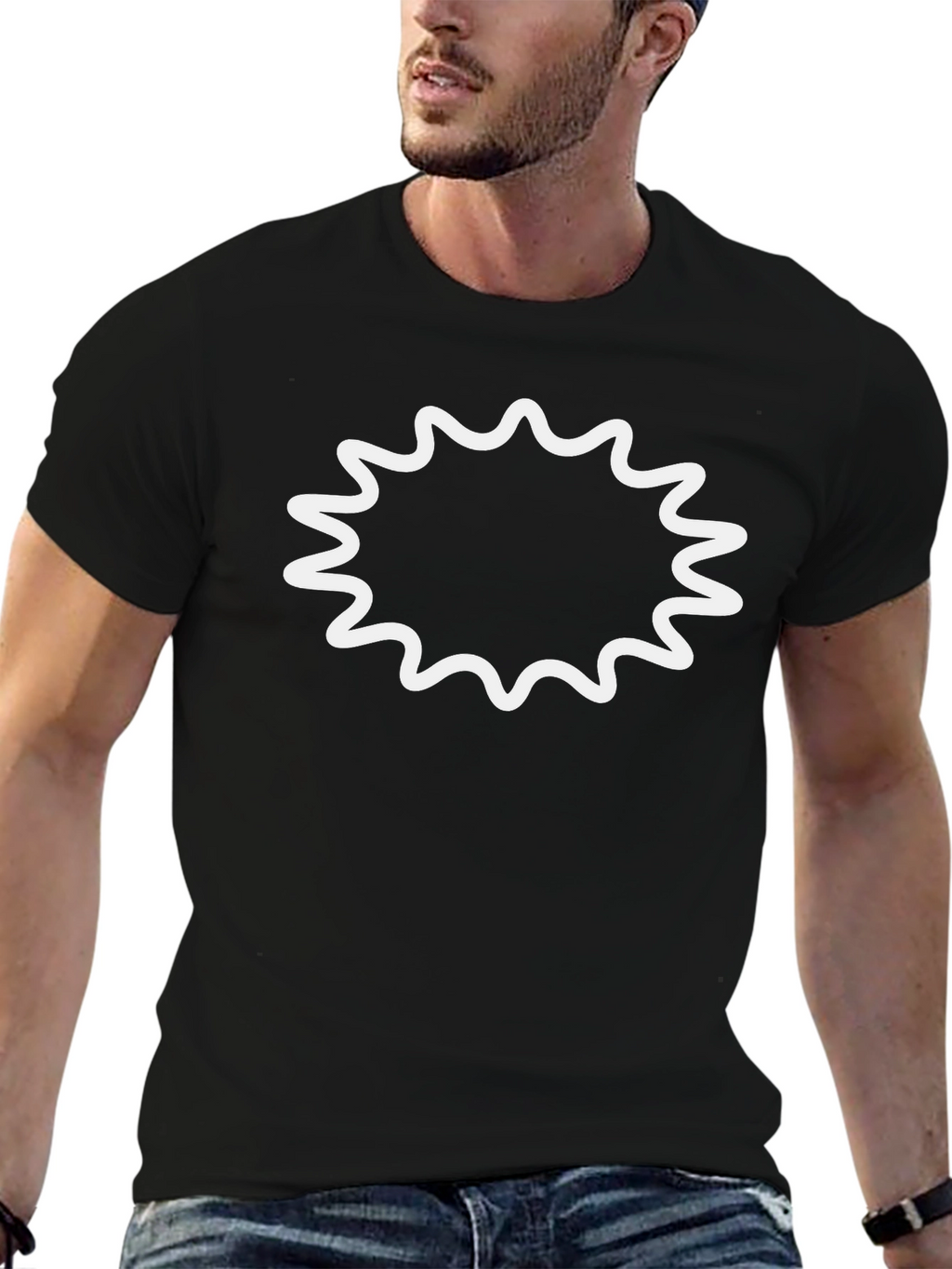 Mens Black T-Shirt with Burst Graphic