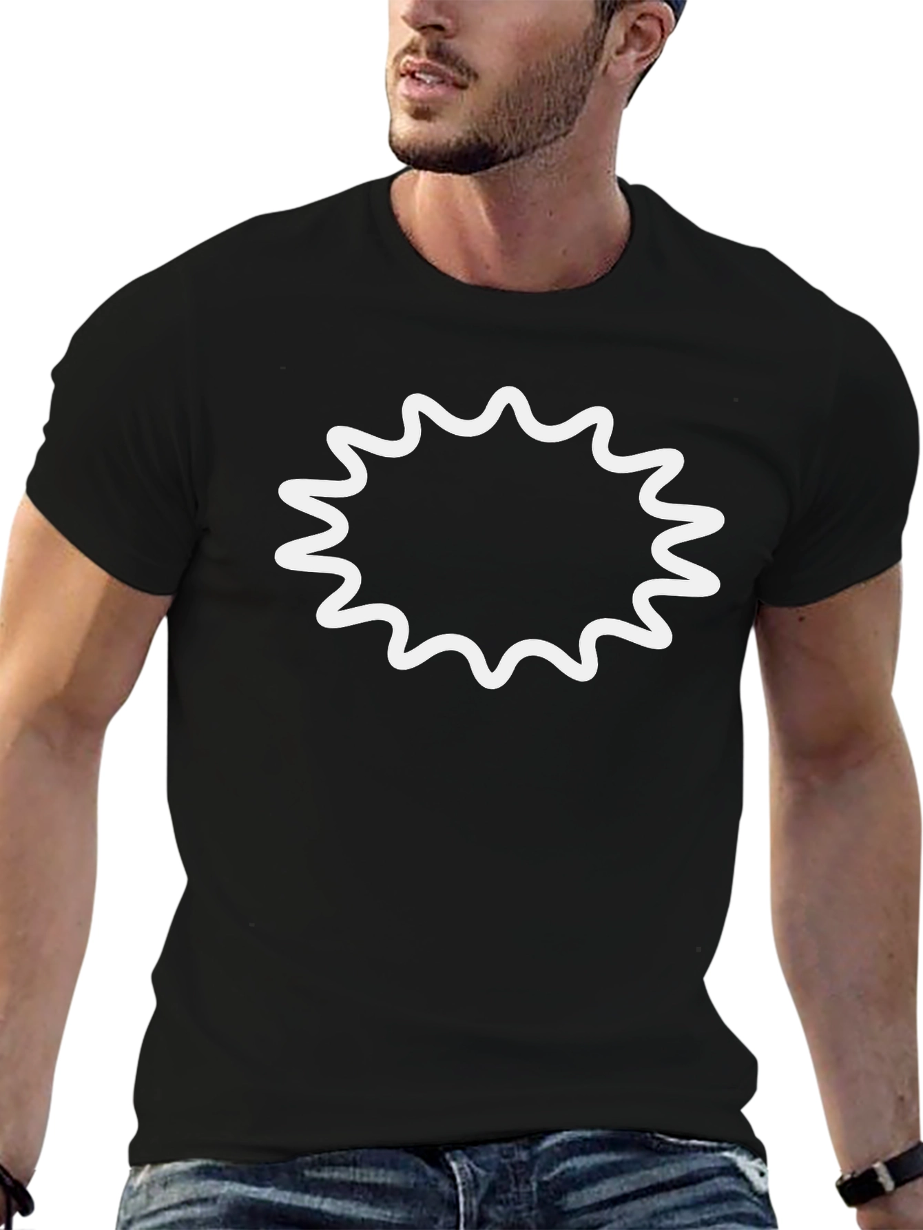 Mens Black T-Shirt with Burst Graphic