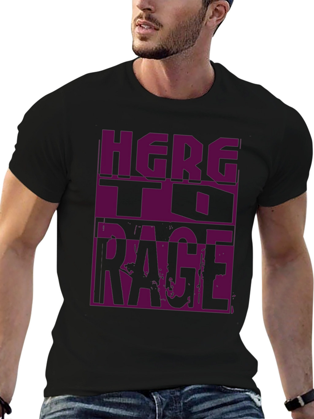 Here to Rage Black Graphic Tee