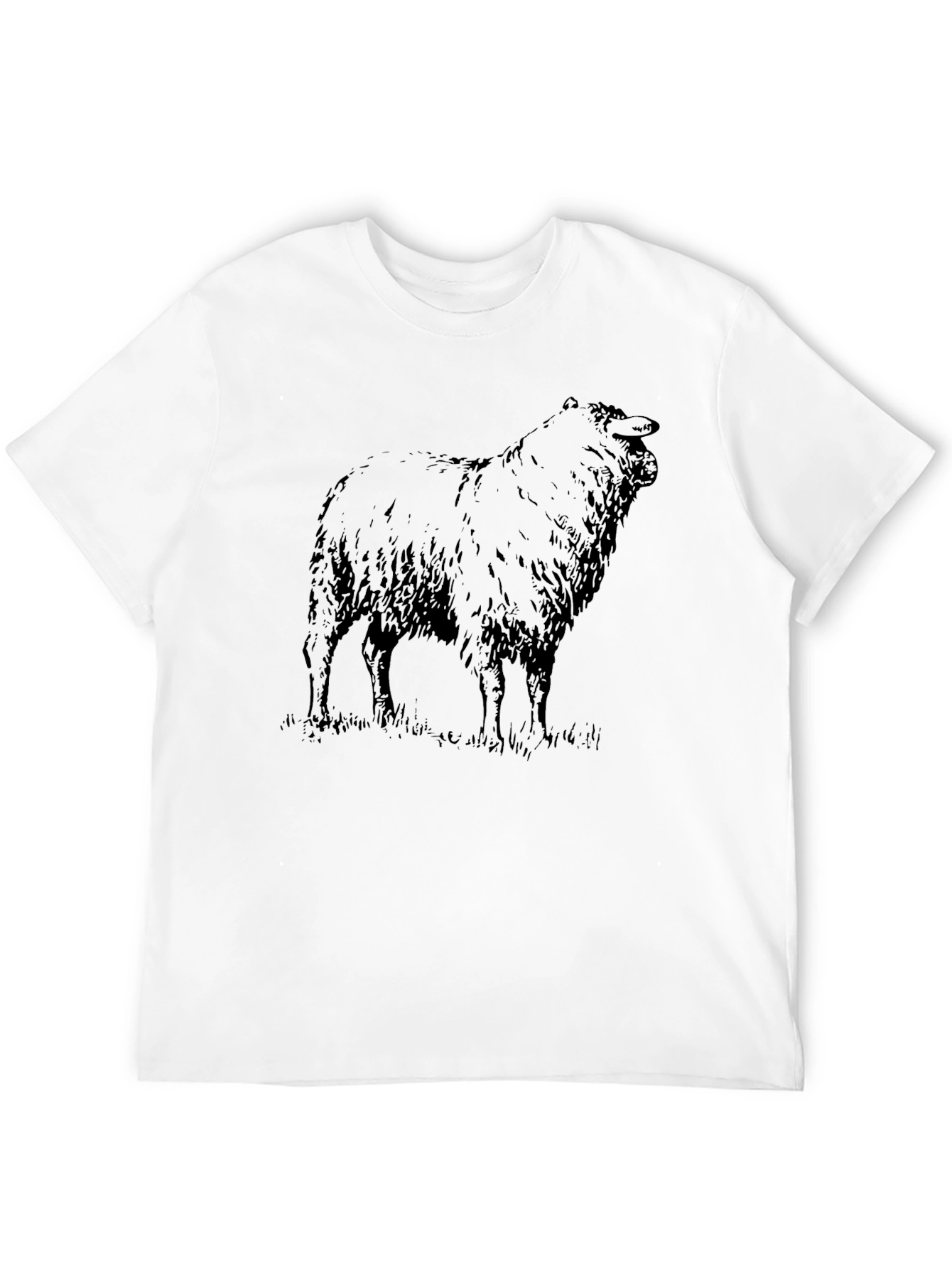 Sheep Graphic Tee - Black Cotton T-Shirt