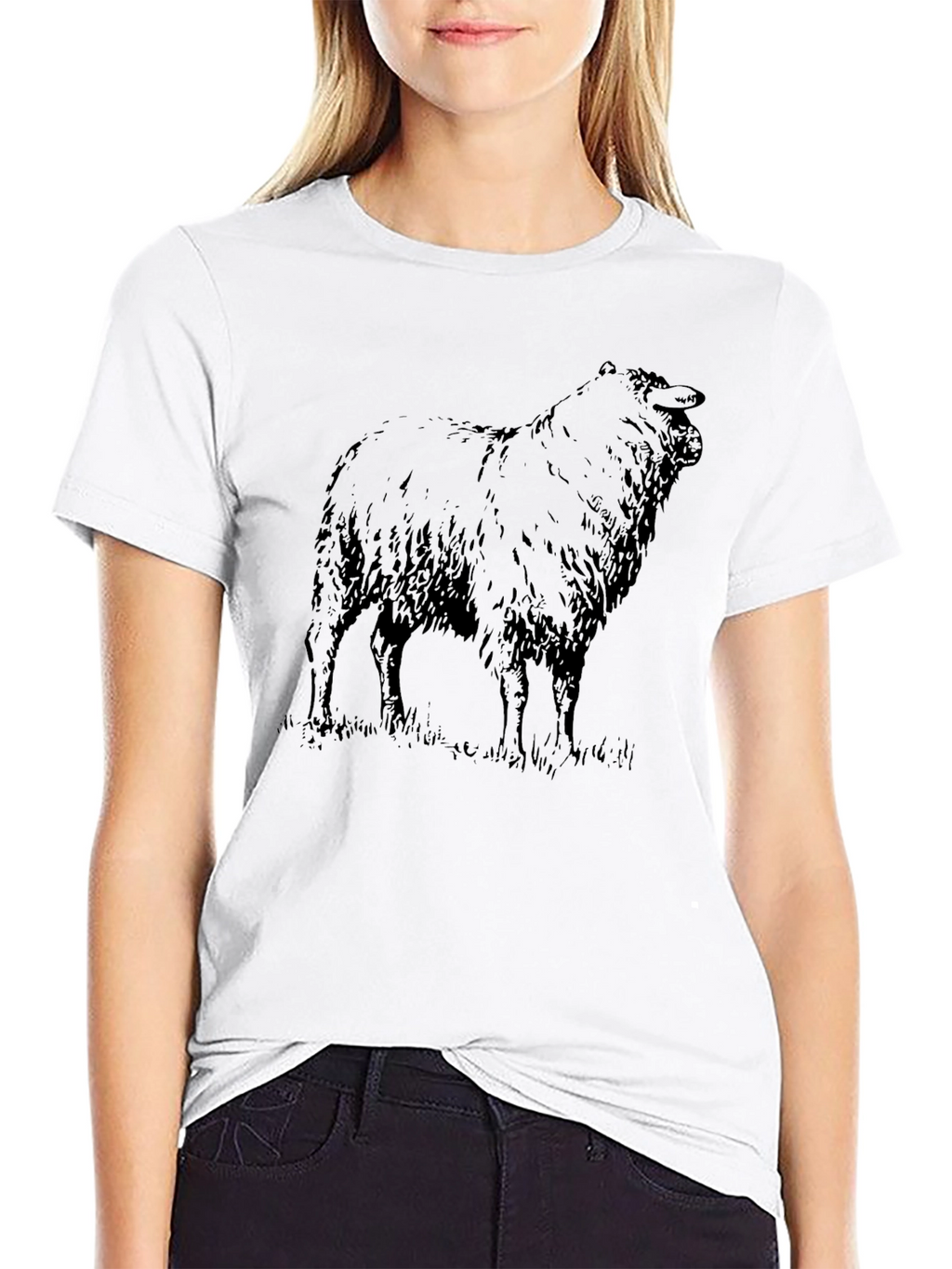 Sheep Graphic Tee - Black Cotton T-Shirt