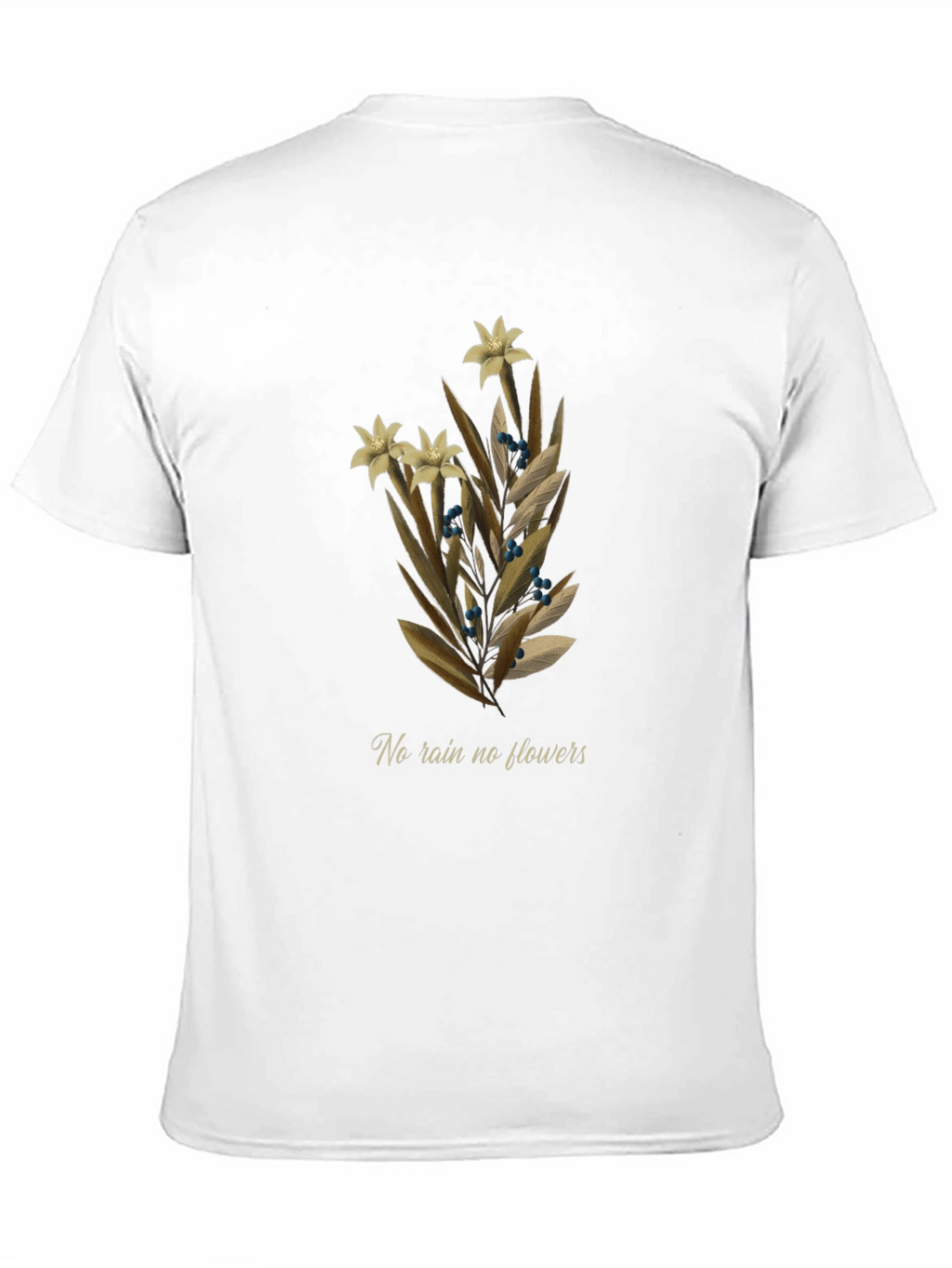 Botanical T-Shirt - No Rain No Flowers Graphic Tee