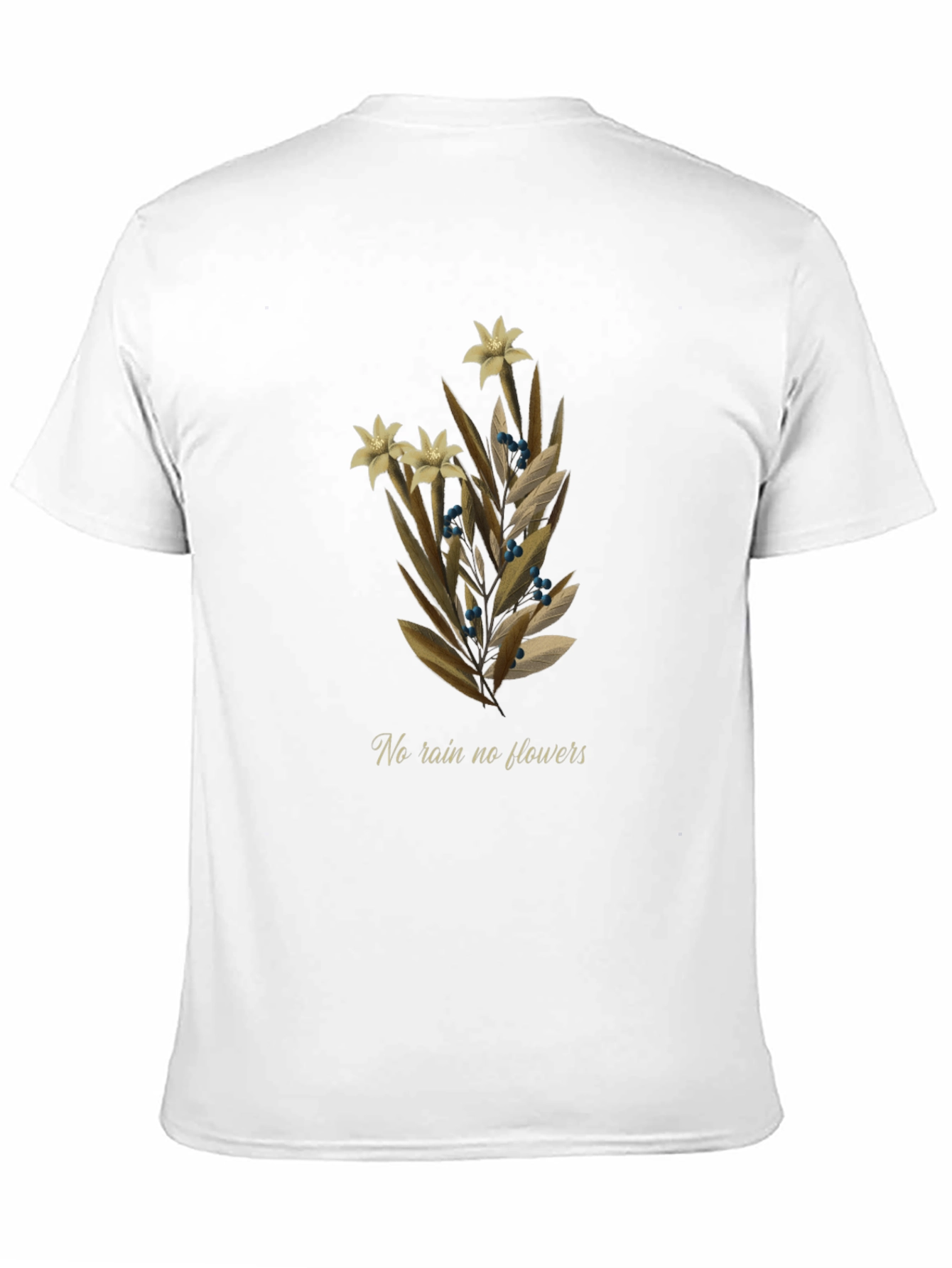 Botanical T-Shirt - No Rain No Flowers Graphic Tee