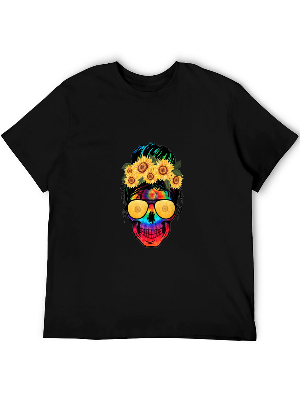 Skull with Sunflowers Graphic Tee