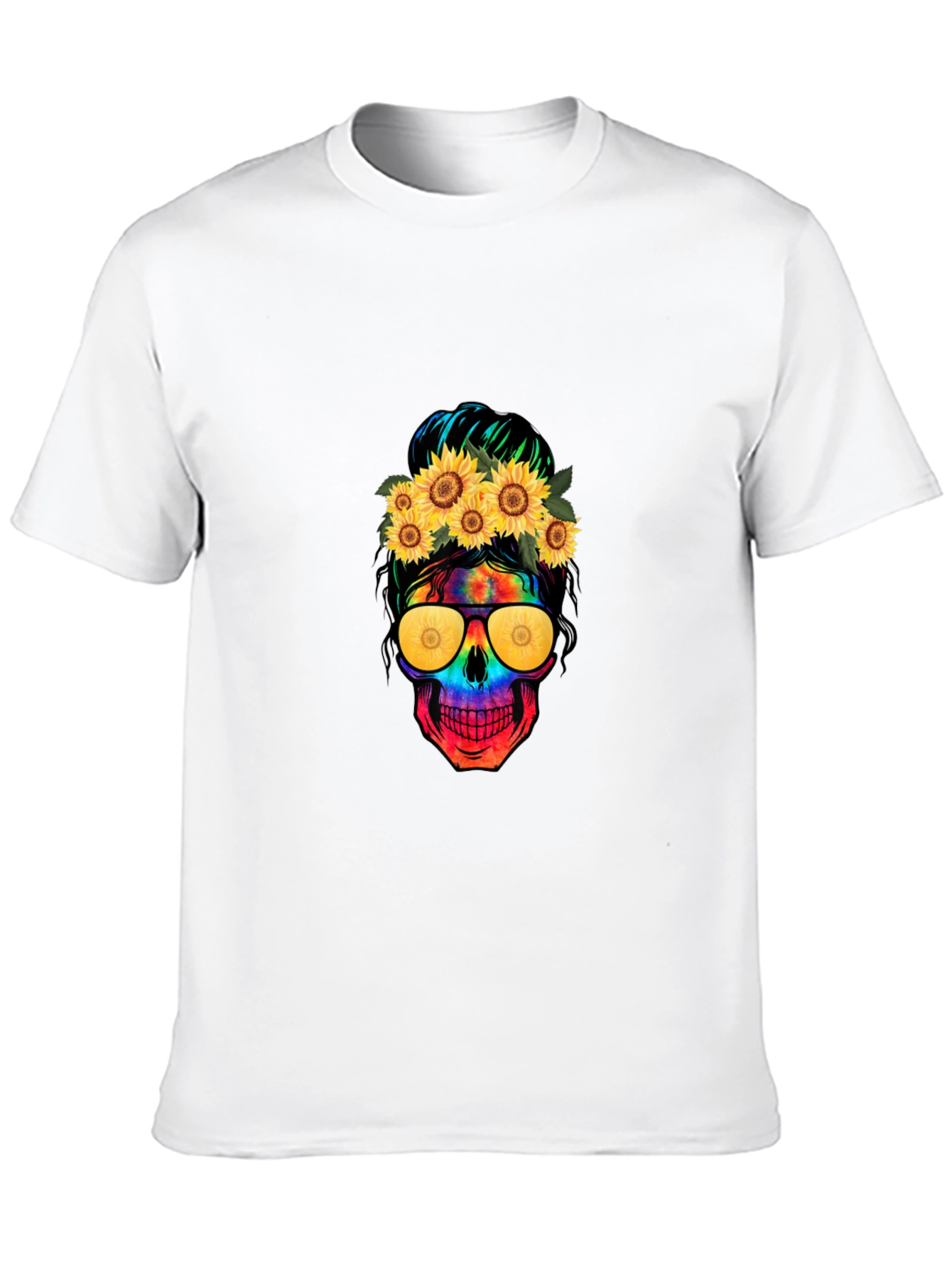Skull with Sunflowers Graphic Tee