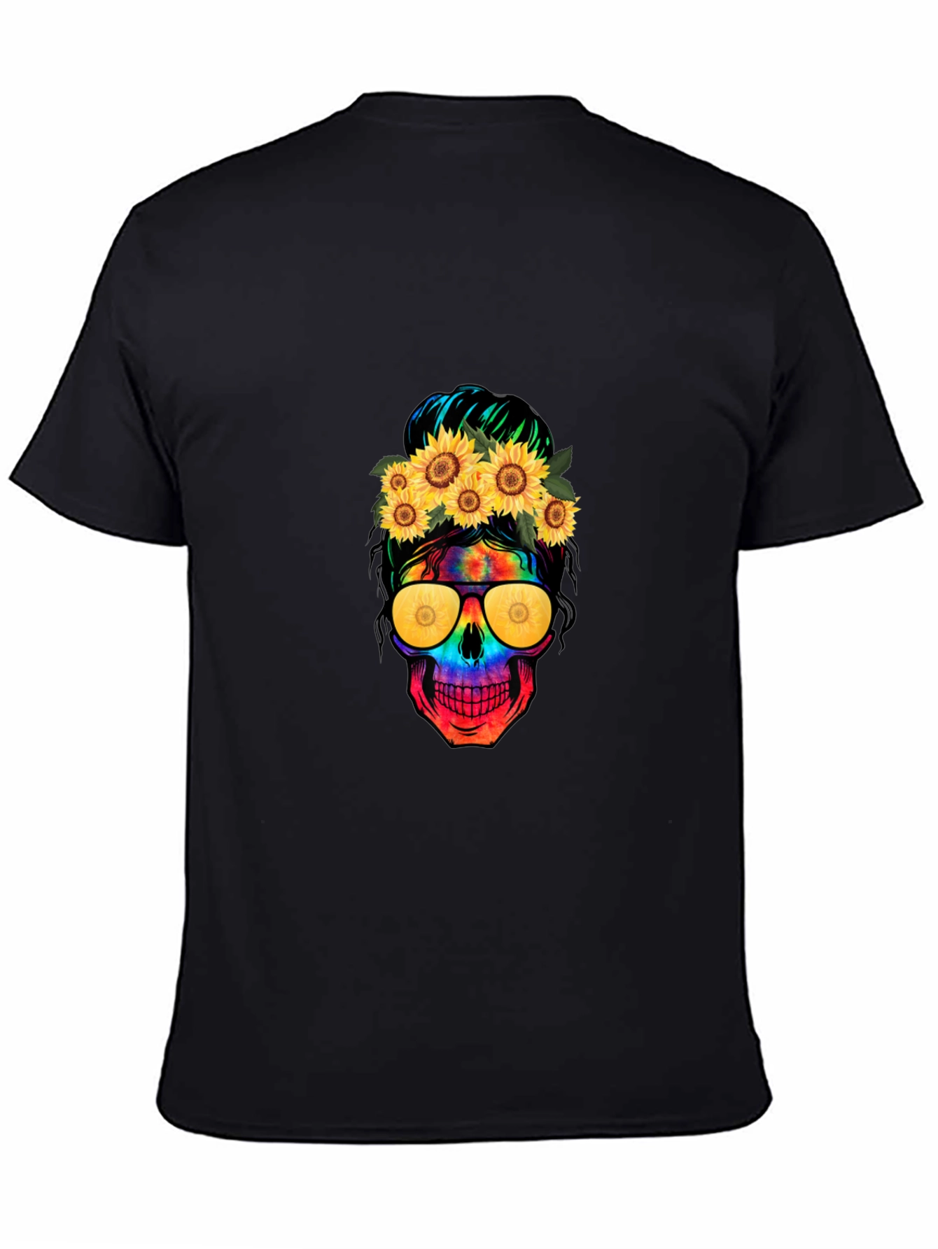 Skull with Sunflowers Graphic Tee