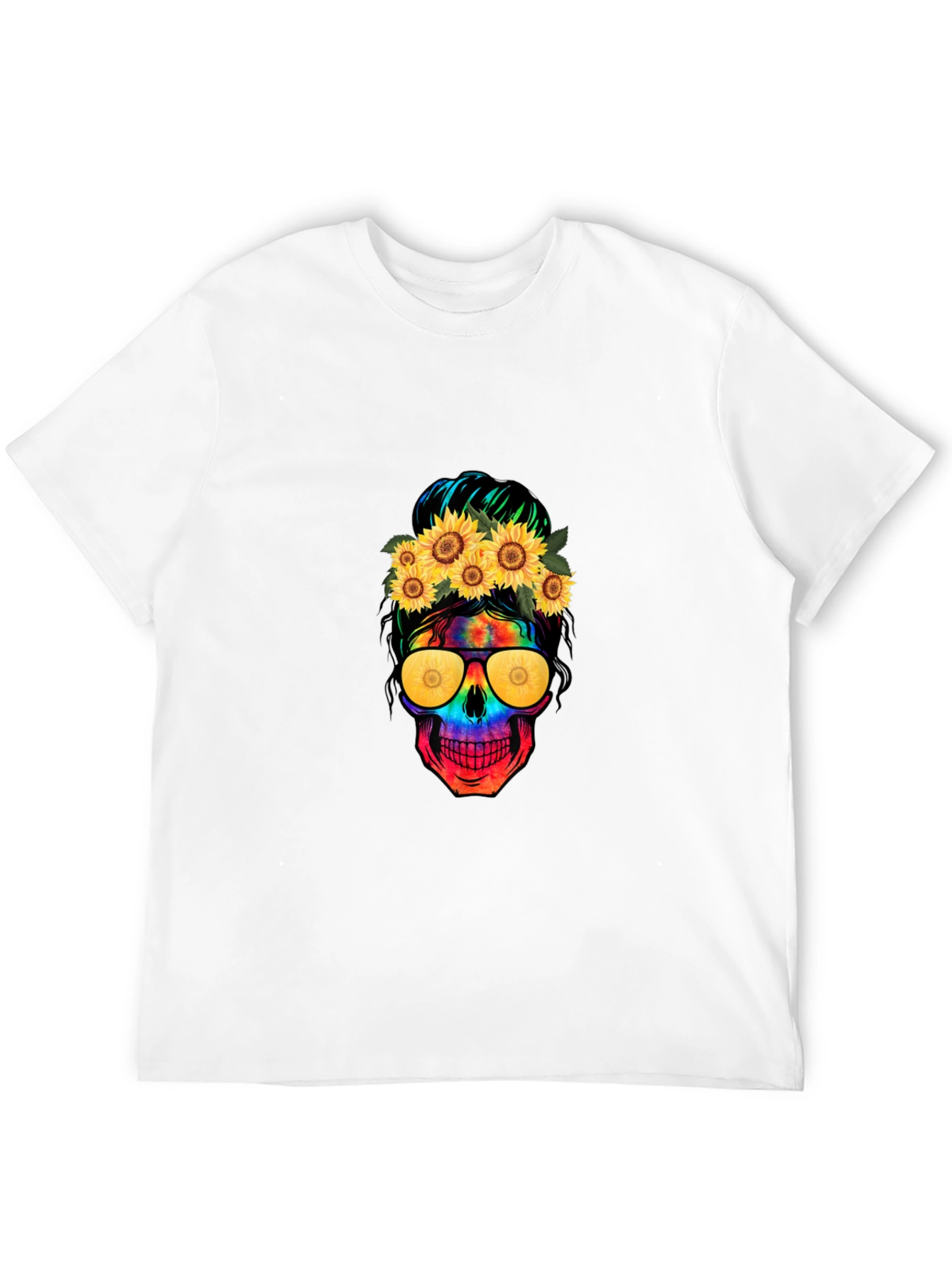 Skull with Sunflowers Graphic Tee