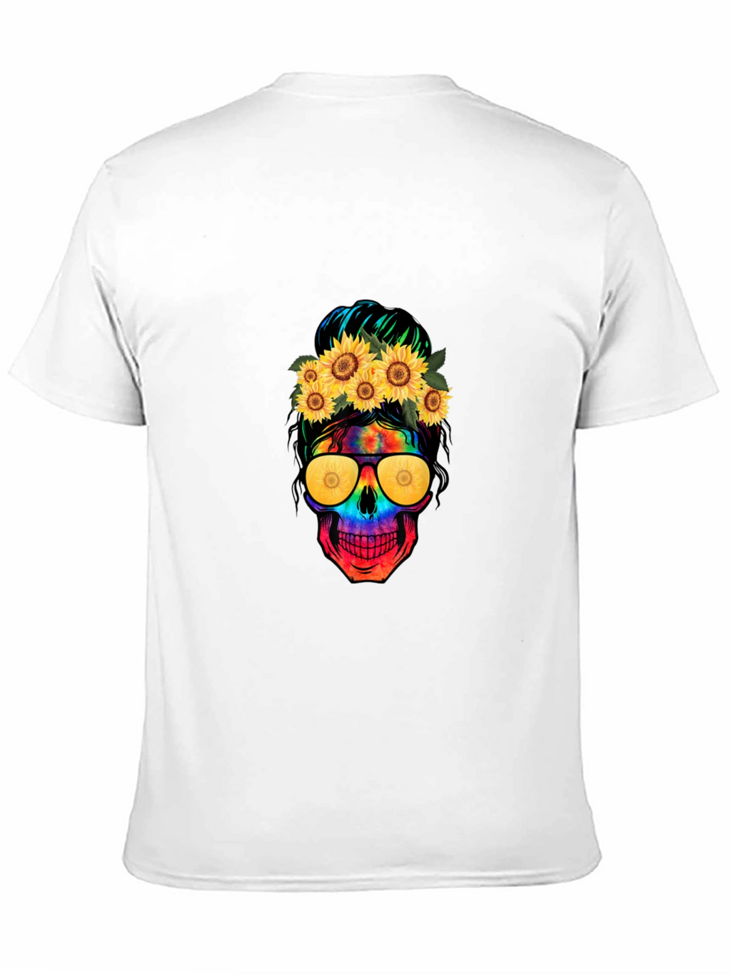 Skull with Sunflowers Graphic Tee