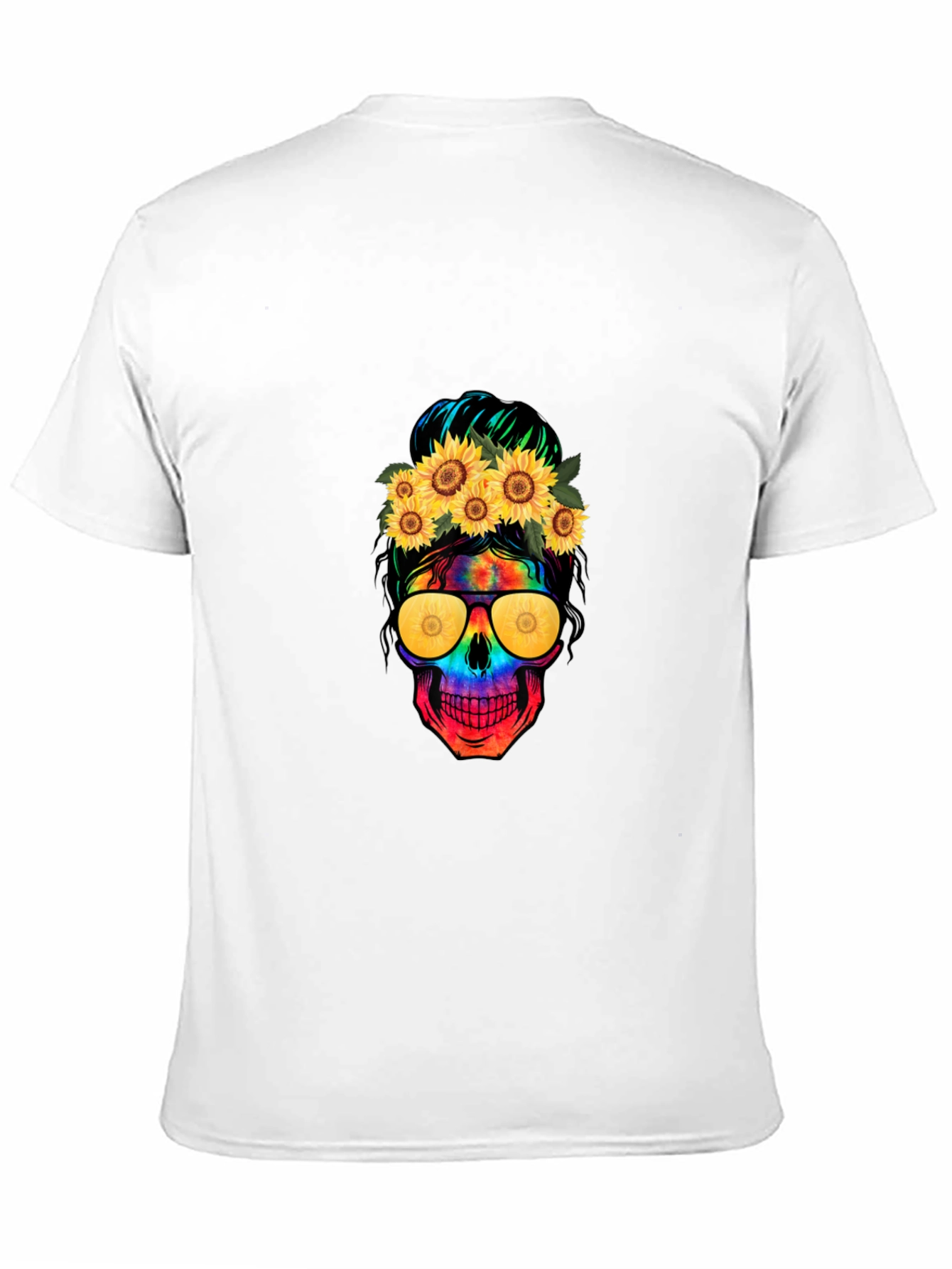 Skull with Sunflowers Graphic Tee