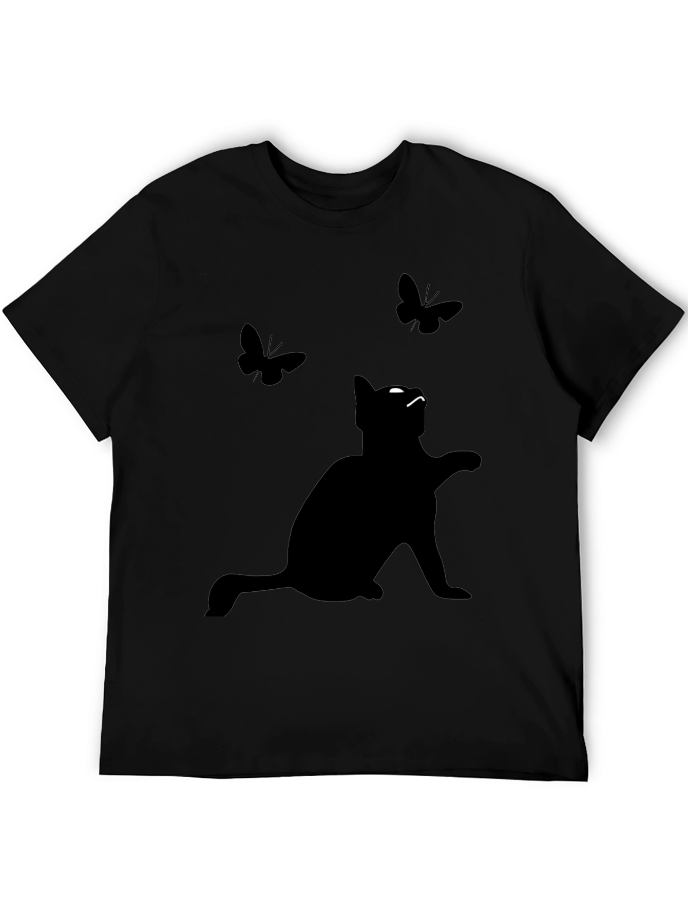 Black Cat & Butterflies Graphic Tee