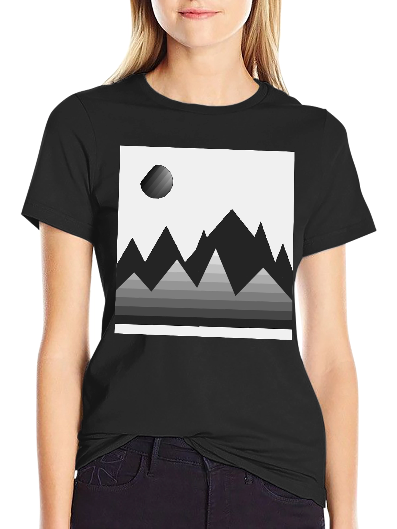 Abstract Mountain Scene Graphic Tee - Modern Minimalist Design