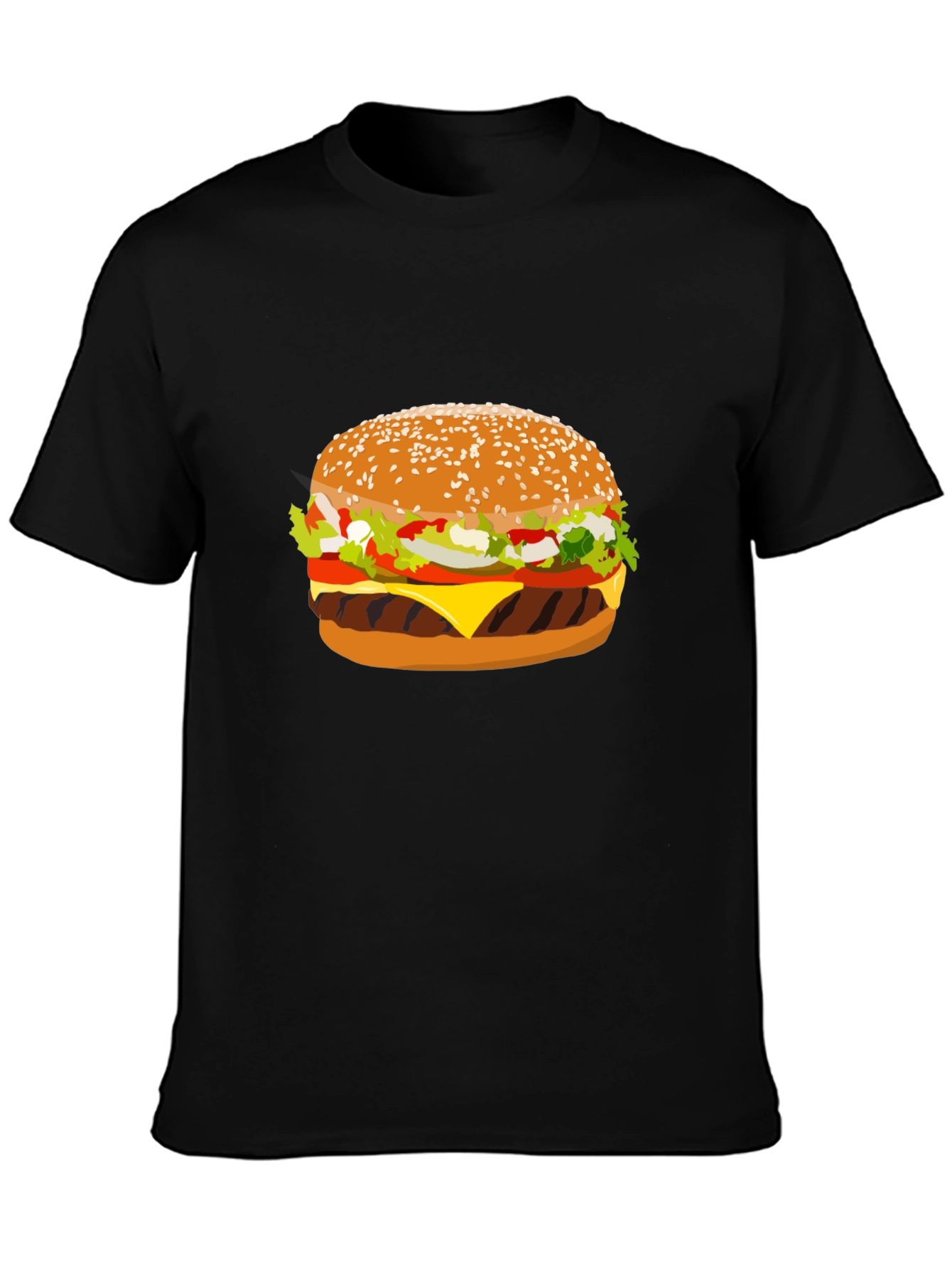 Burger Graphic T-Shirt - Casual Black Tee