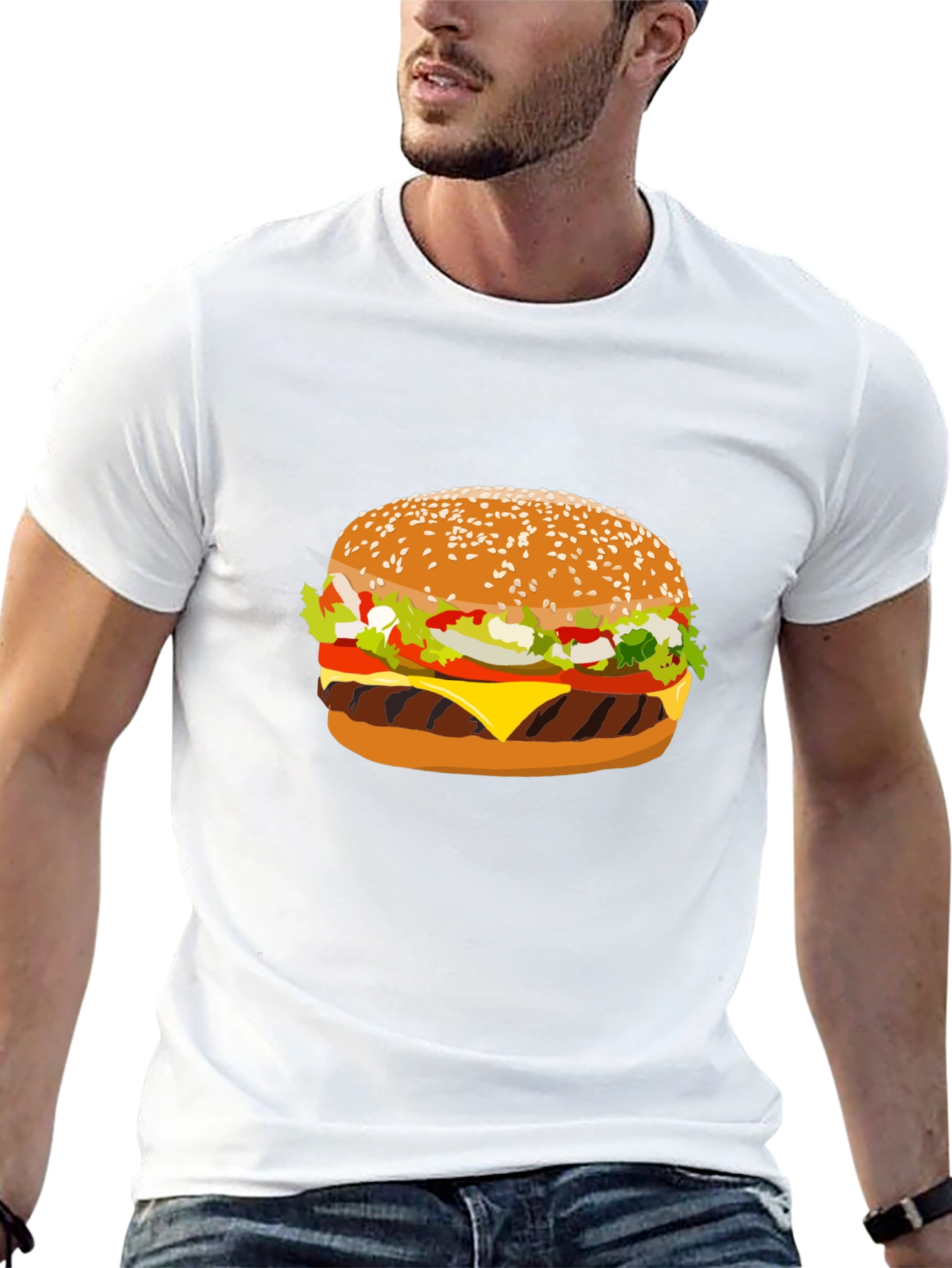 Burger Graphic T-Shirt - Casual Black Tee