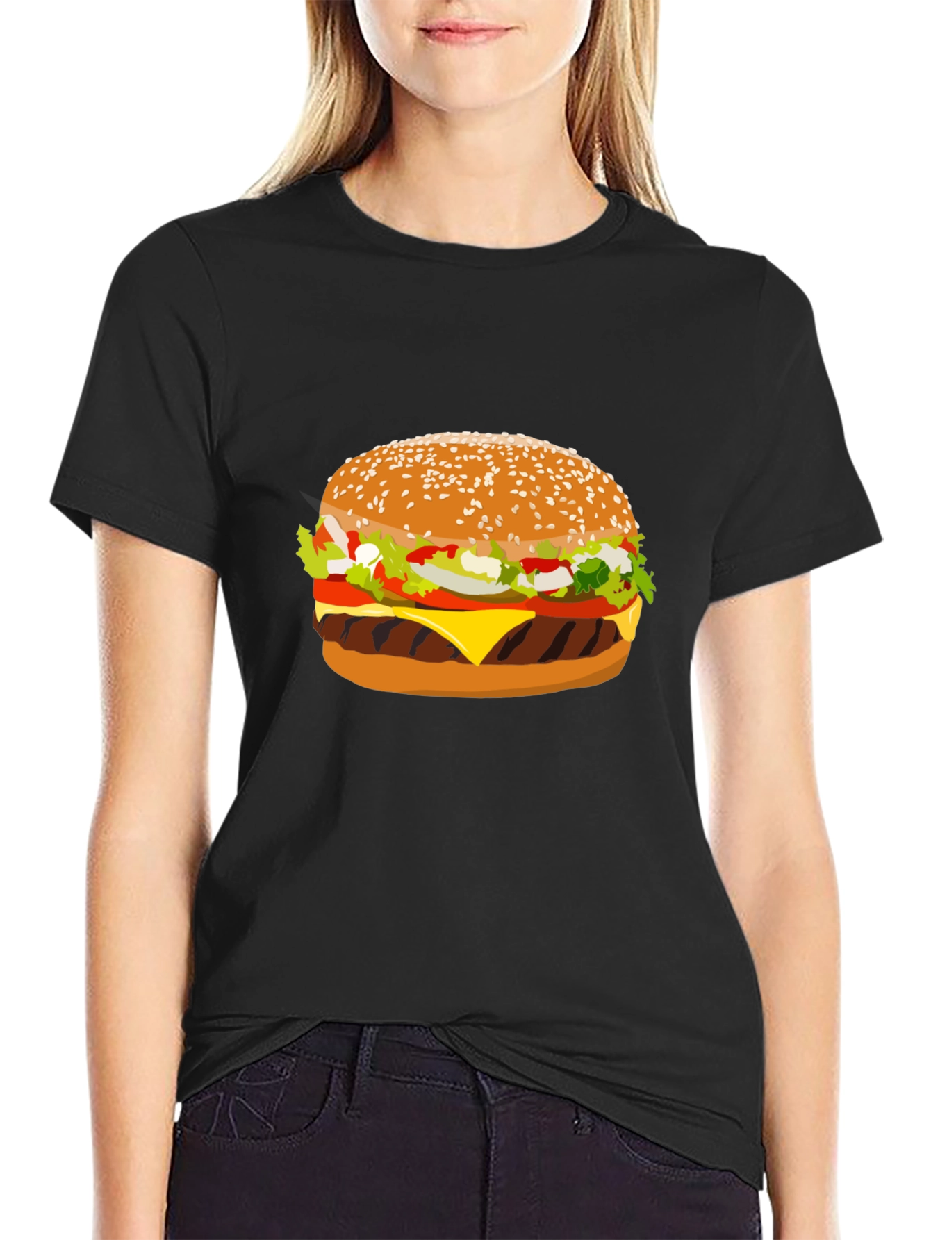 Burger Graphic T-Shirt - Casual Black Tee