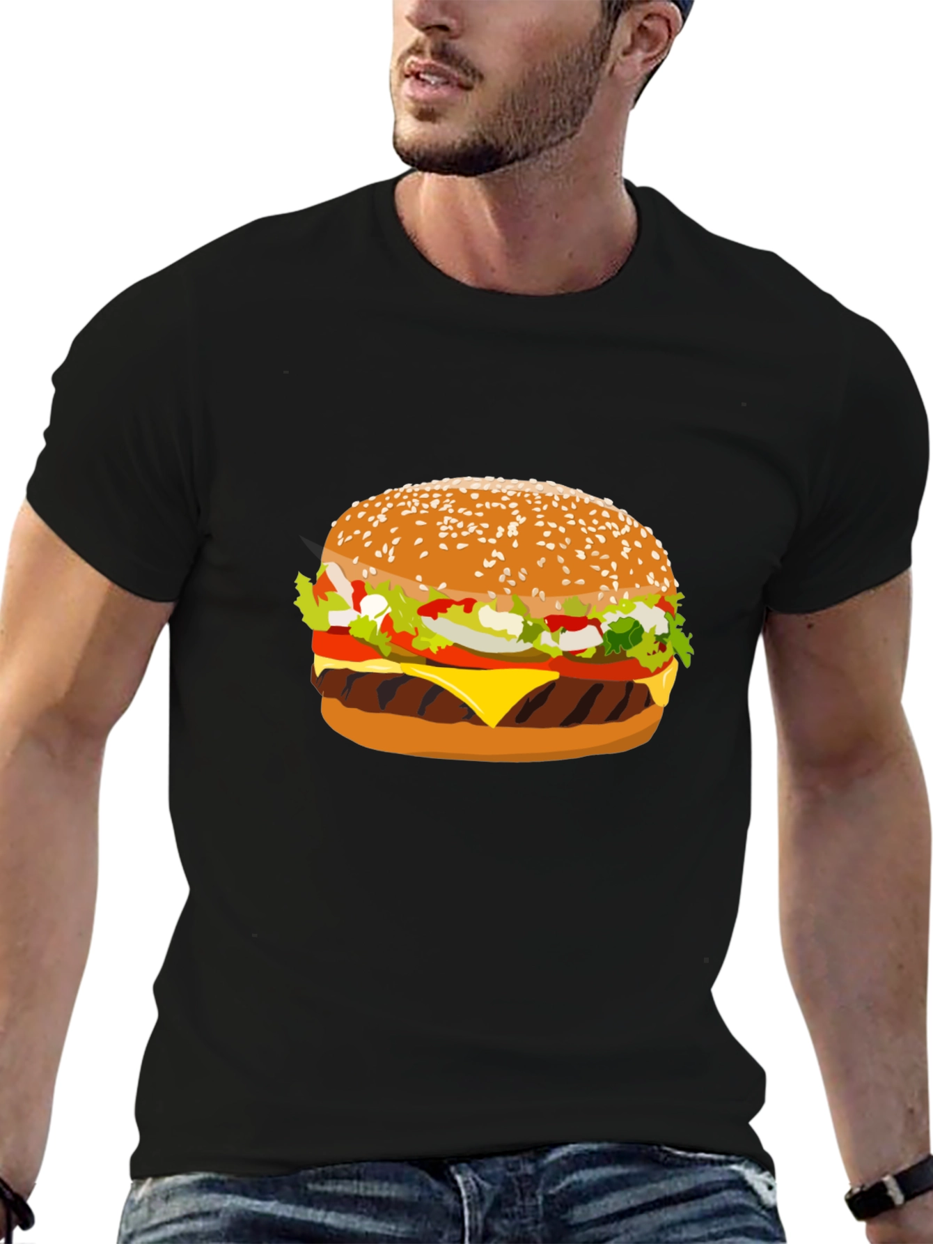 Burger Graphic T-Shirt - Casual Black Tee