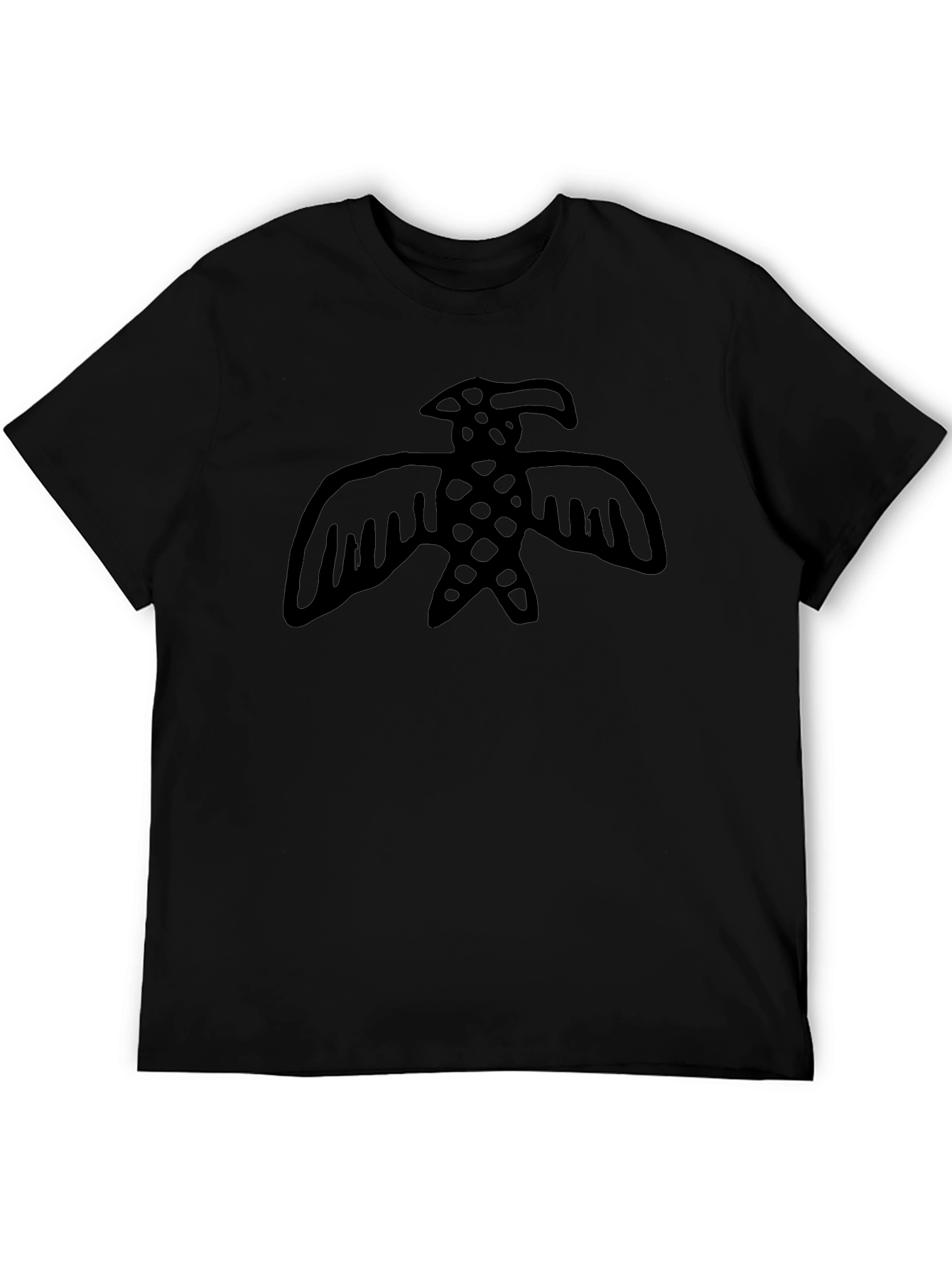 Black T-Shirt with Abstract Bird Print