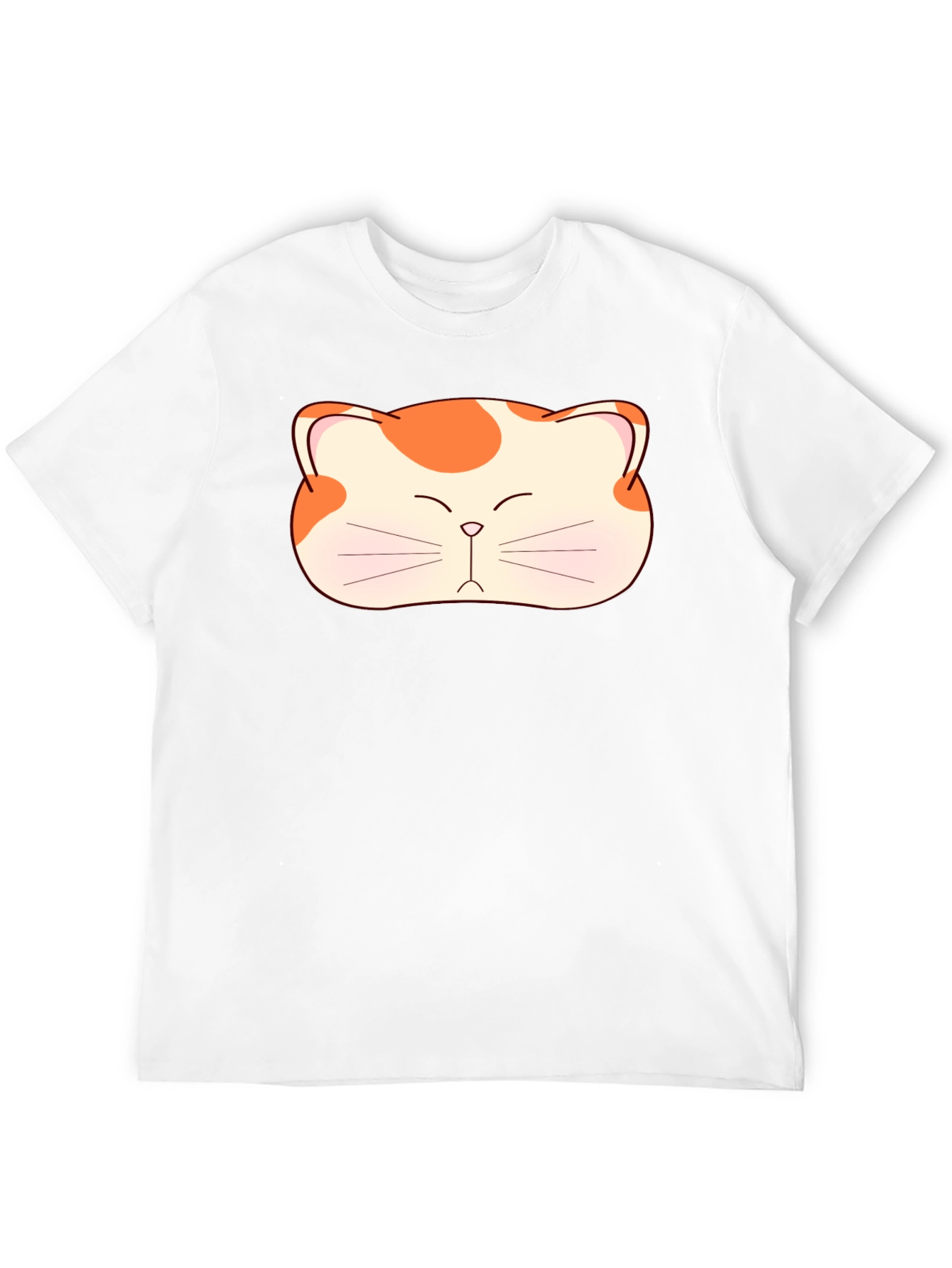 Cute Cat Face Graphic Tee - Black Cotton T-Shirt