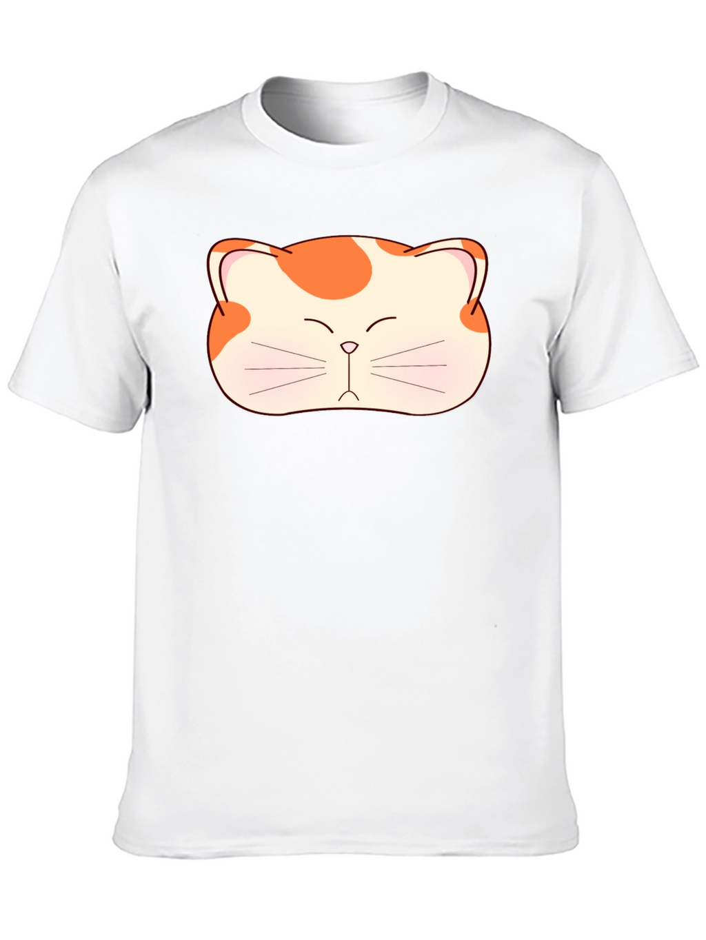 Cute Cat Face Graphic Tee - Black Cotton T-Shirt