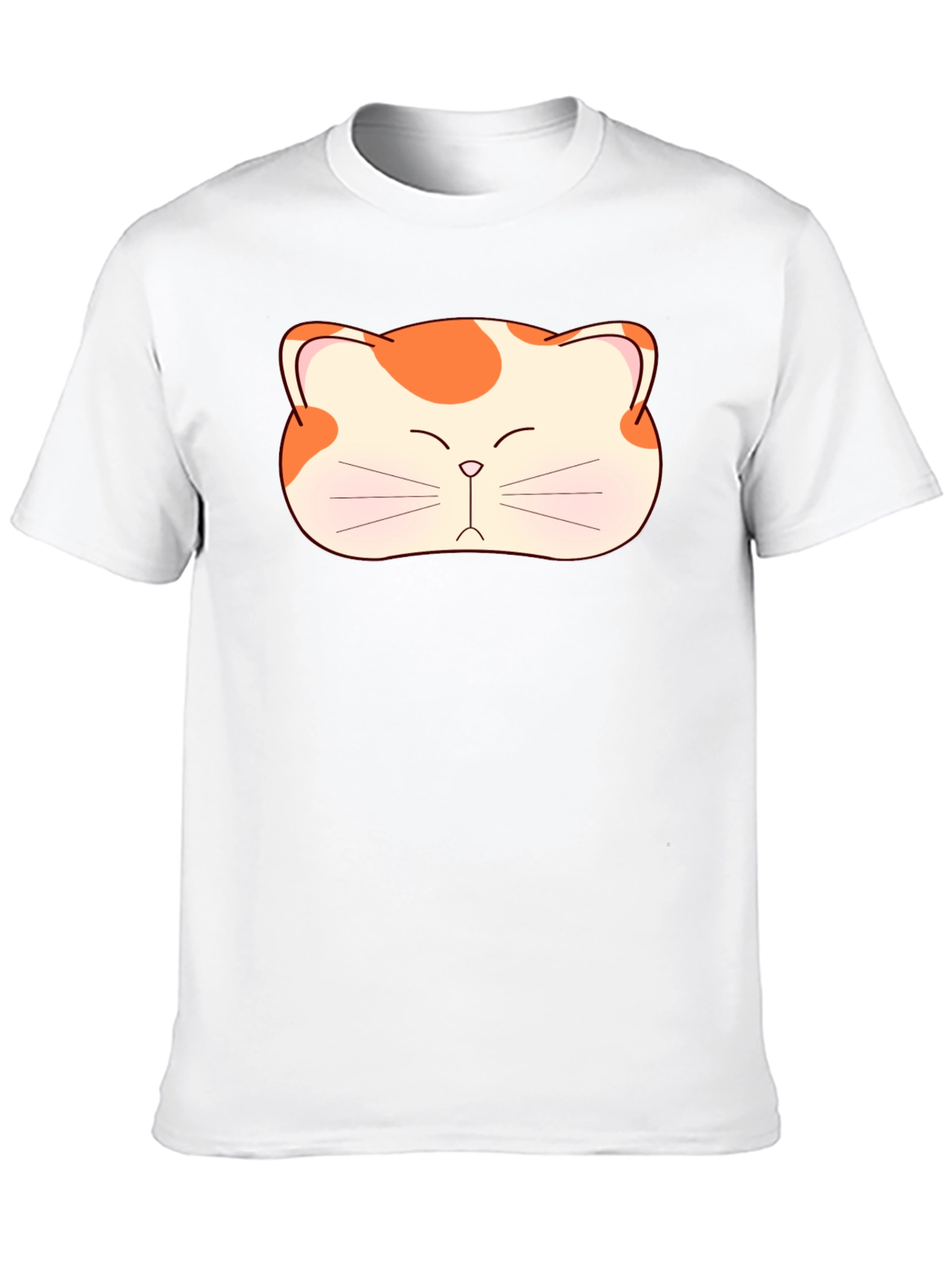 Cute Cat Face Graphic Tee - Black Cotton T-Shirt
