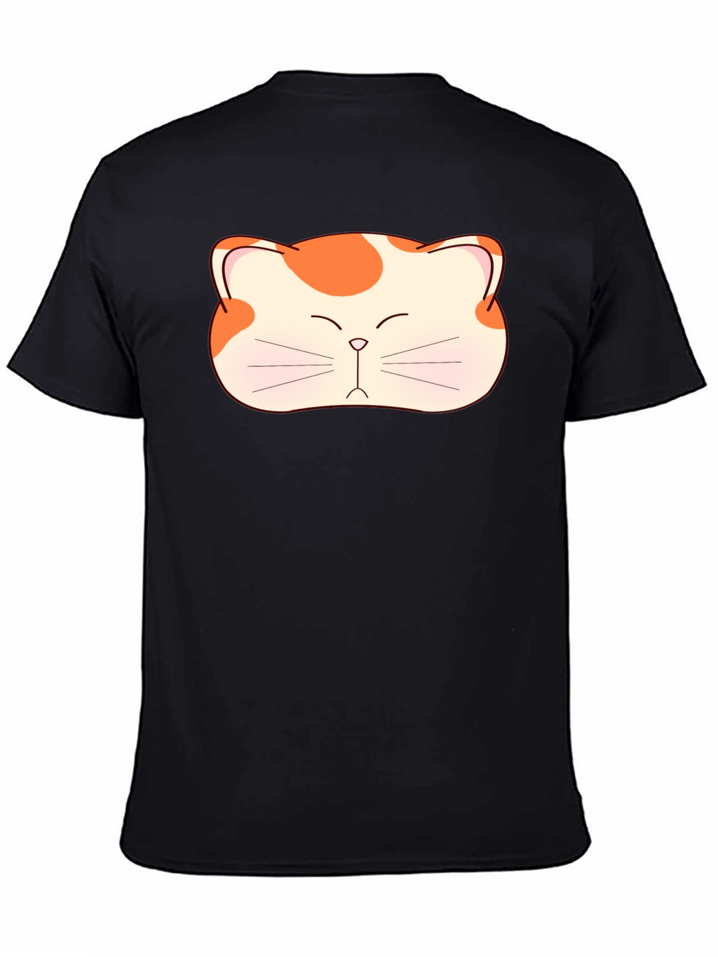 Cute Cat Face Graphic Tee - Black Cotton T-Shirt