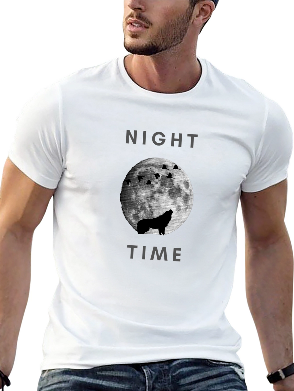 Night Time Wolf Moon Graphic Tee
