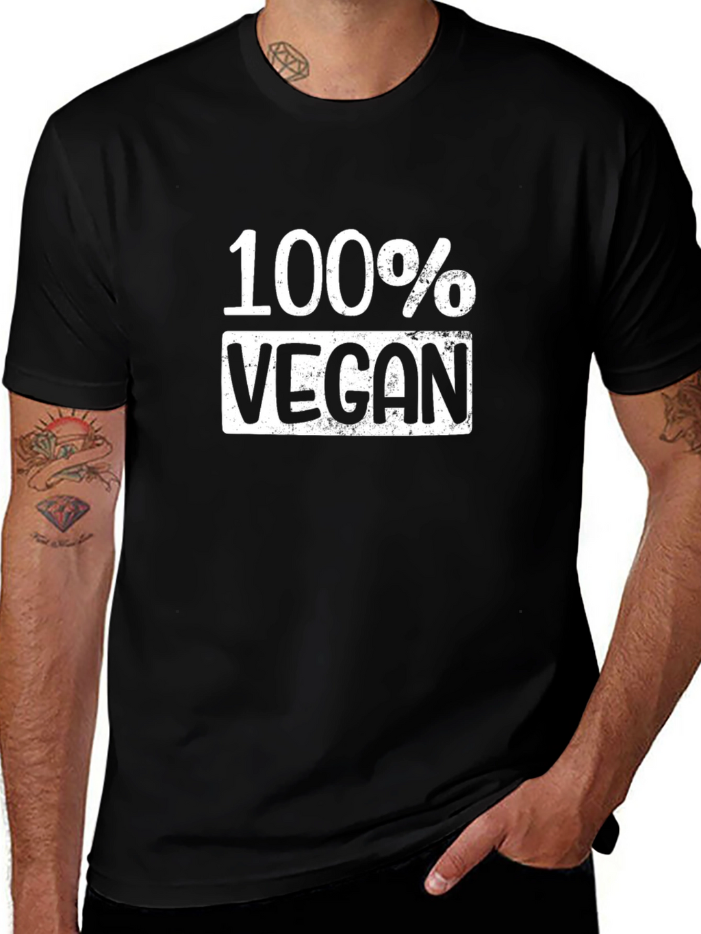 100% Vegan Graphic Tee - Black