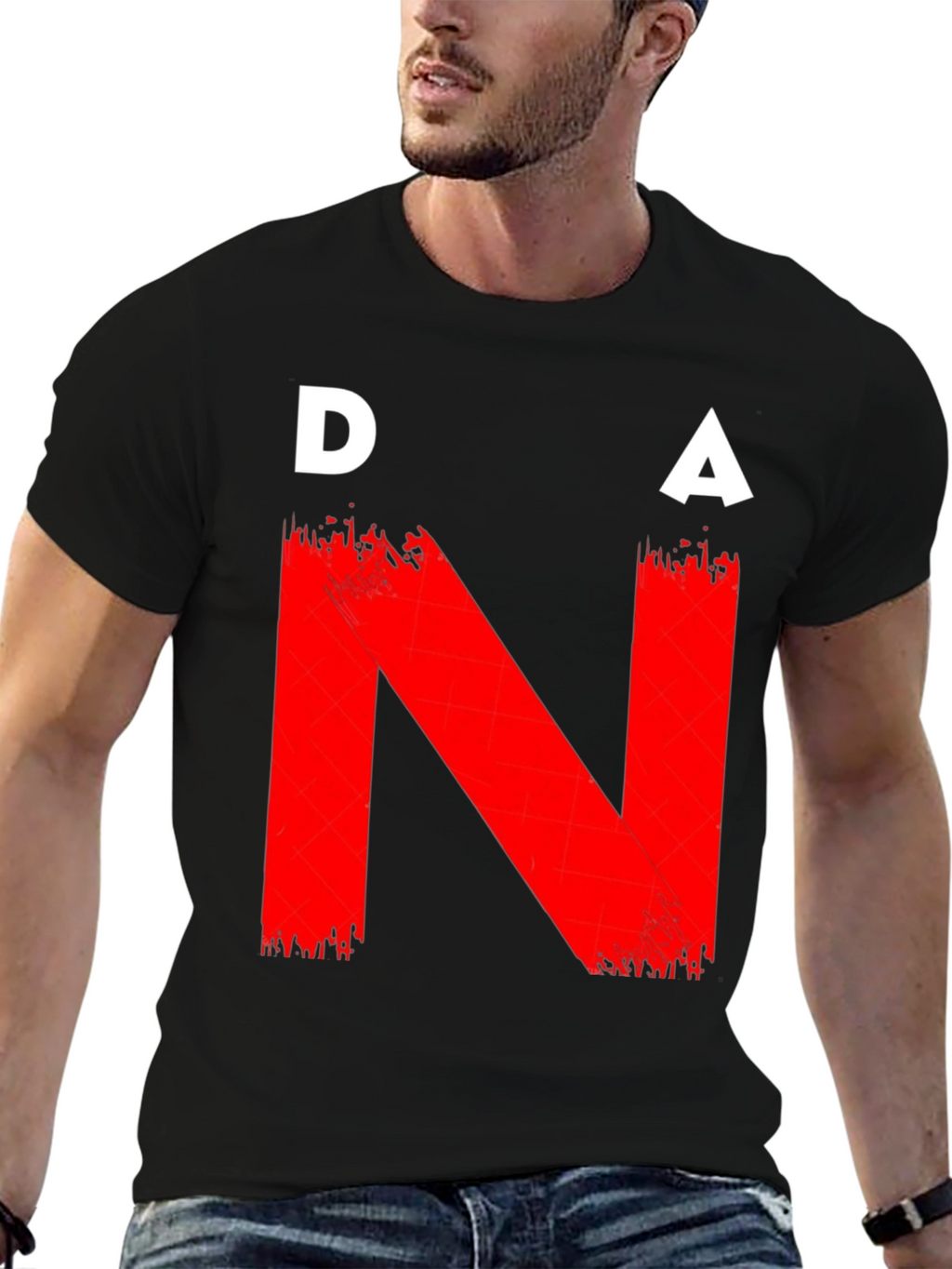 DNA Graphic T-Shirt - Bold Red on Black