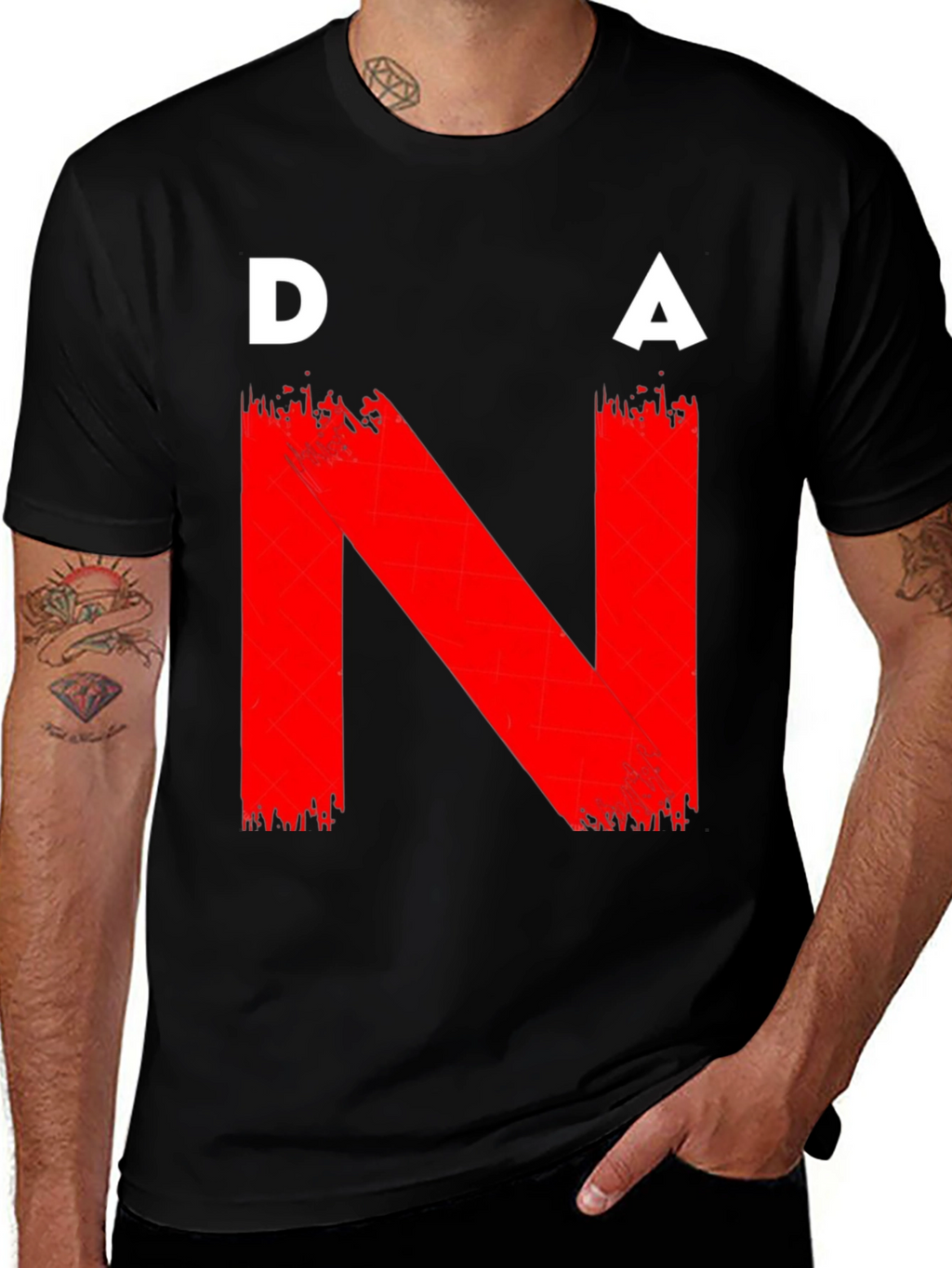 DNA Graphic T-Shirt - Bold Red on Black