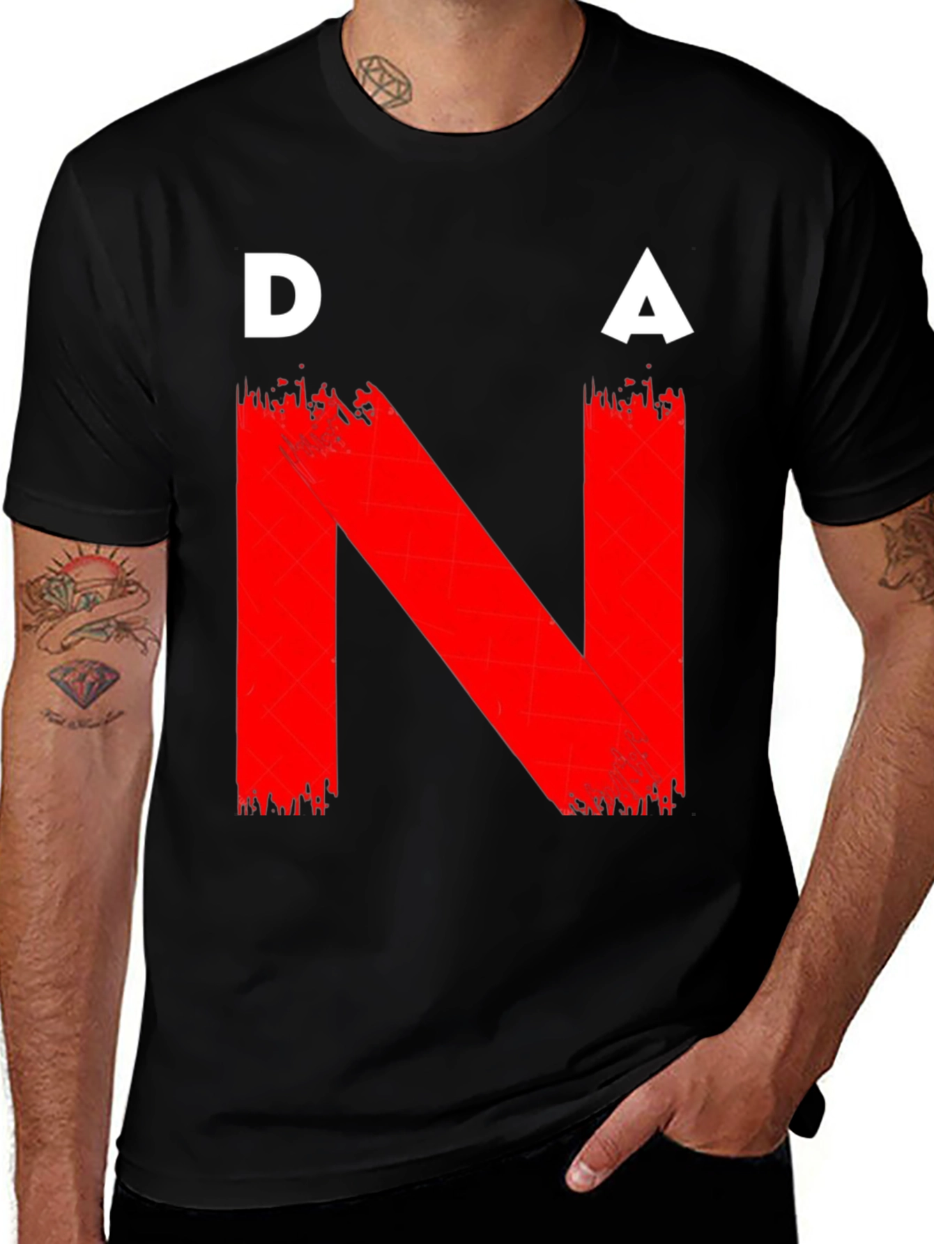 DNA Graphic T-Shirt - Bold Red on Black