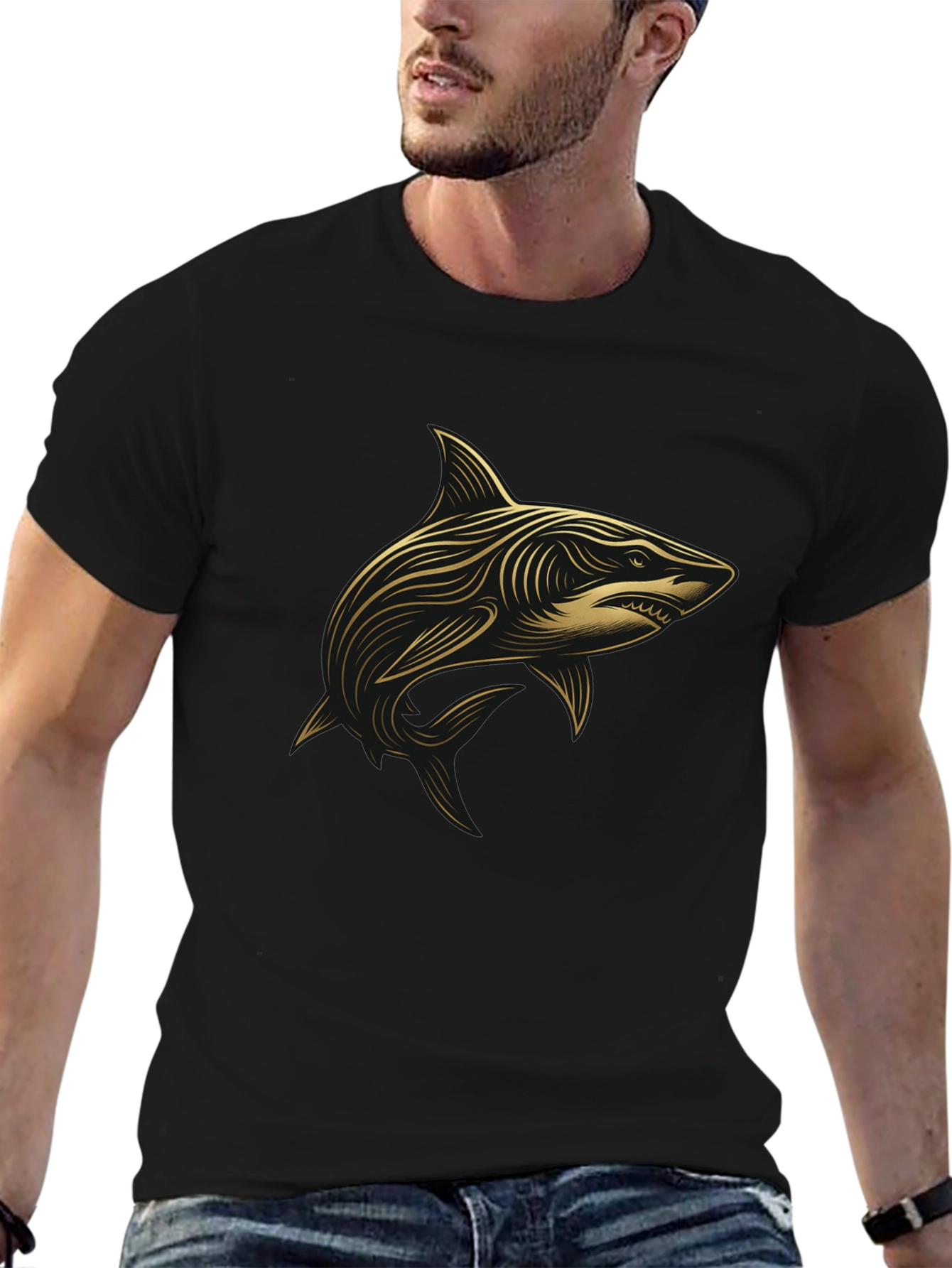 Shark Graphic Black T-Shirt - Stylish Design