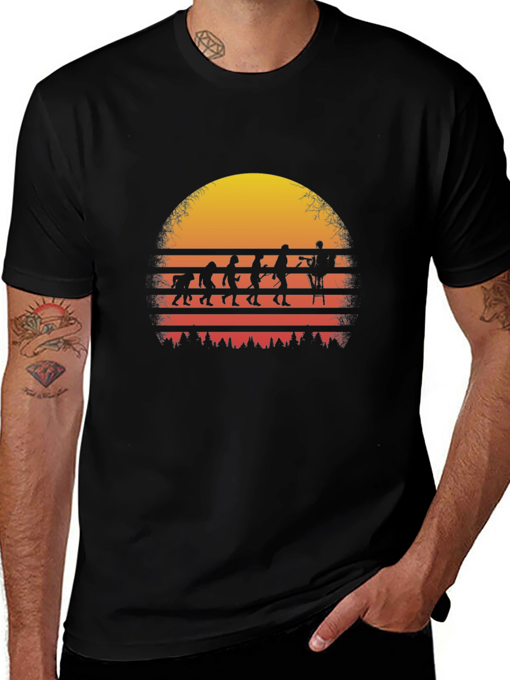 Evolution of Climbing T-Shirt Sunset Design