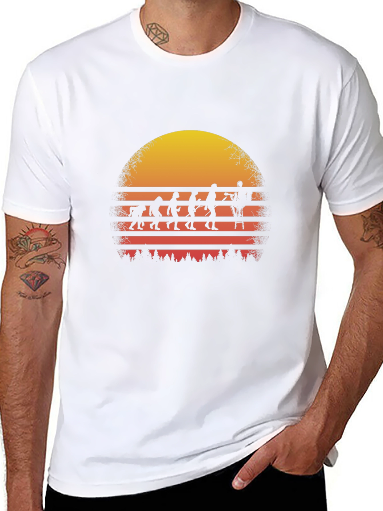Evolution of Climbing T-Shirt Sunset Design