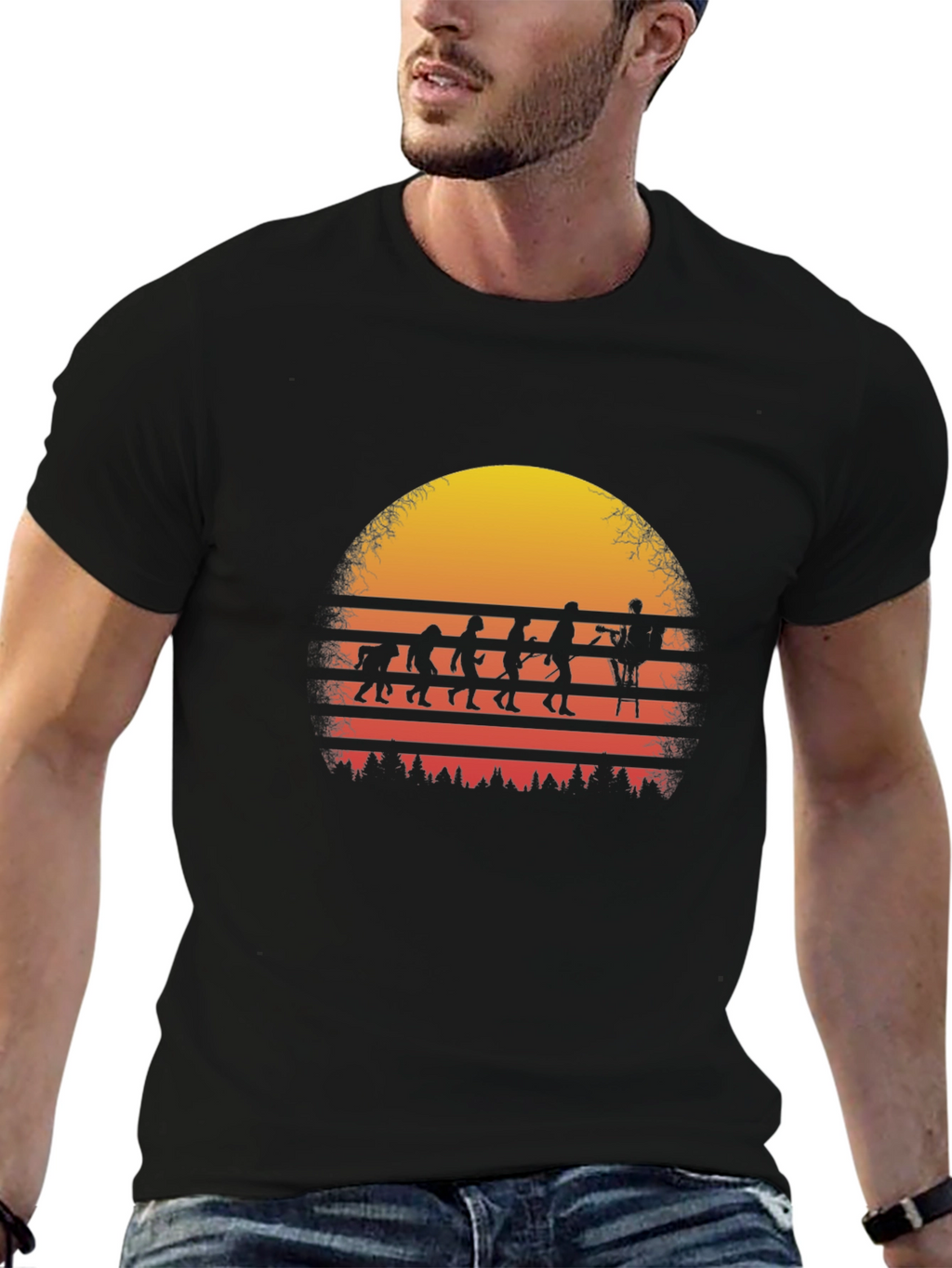 Evolution of Climbing T-Shirt Sunset Design